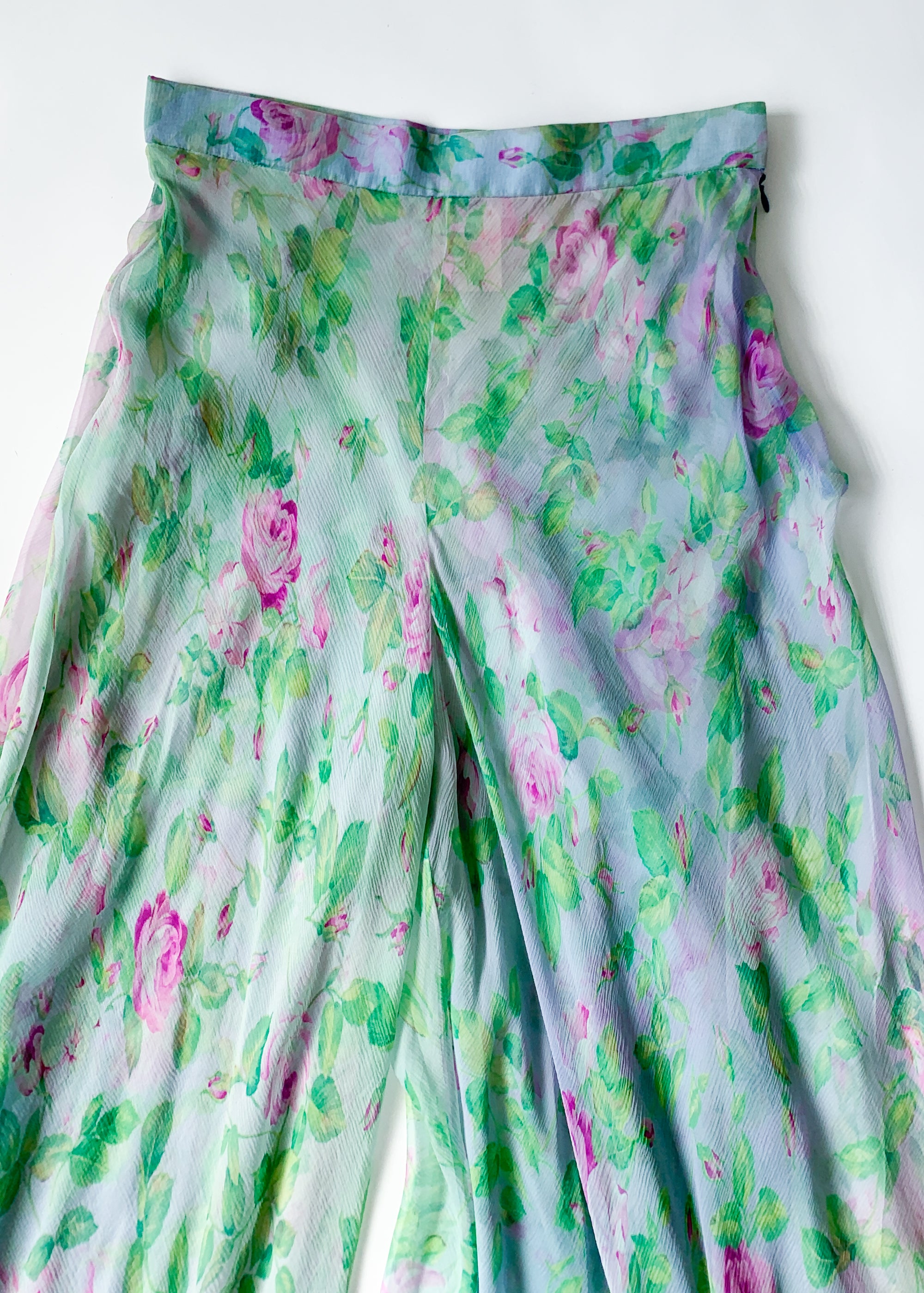 Vintage 1998 YSL Floral Silk Chiffon Pants