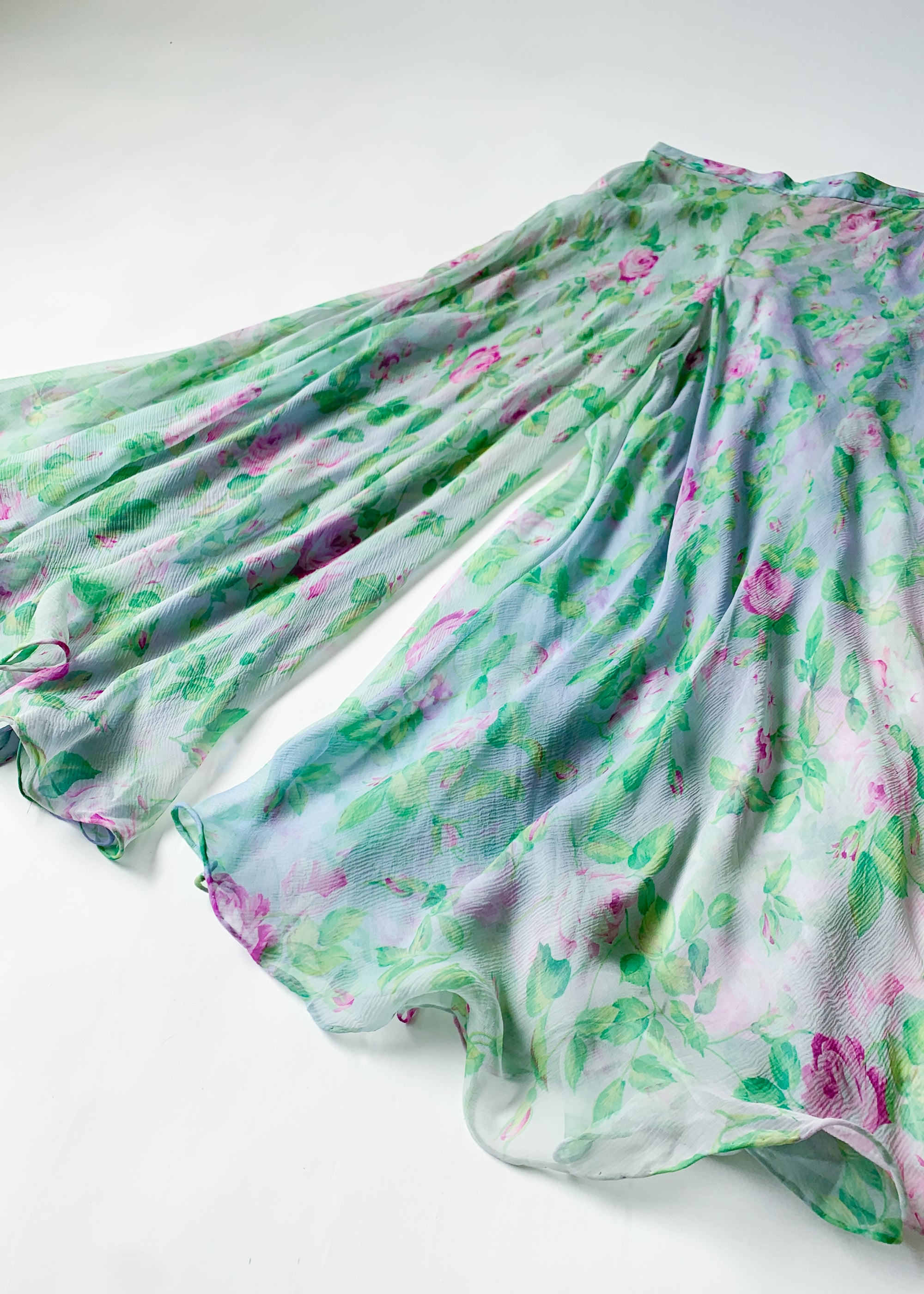 Vintage 1998 YSL Floral Silk Chiffon Pants