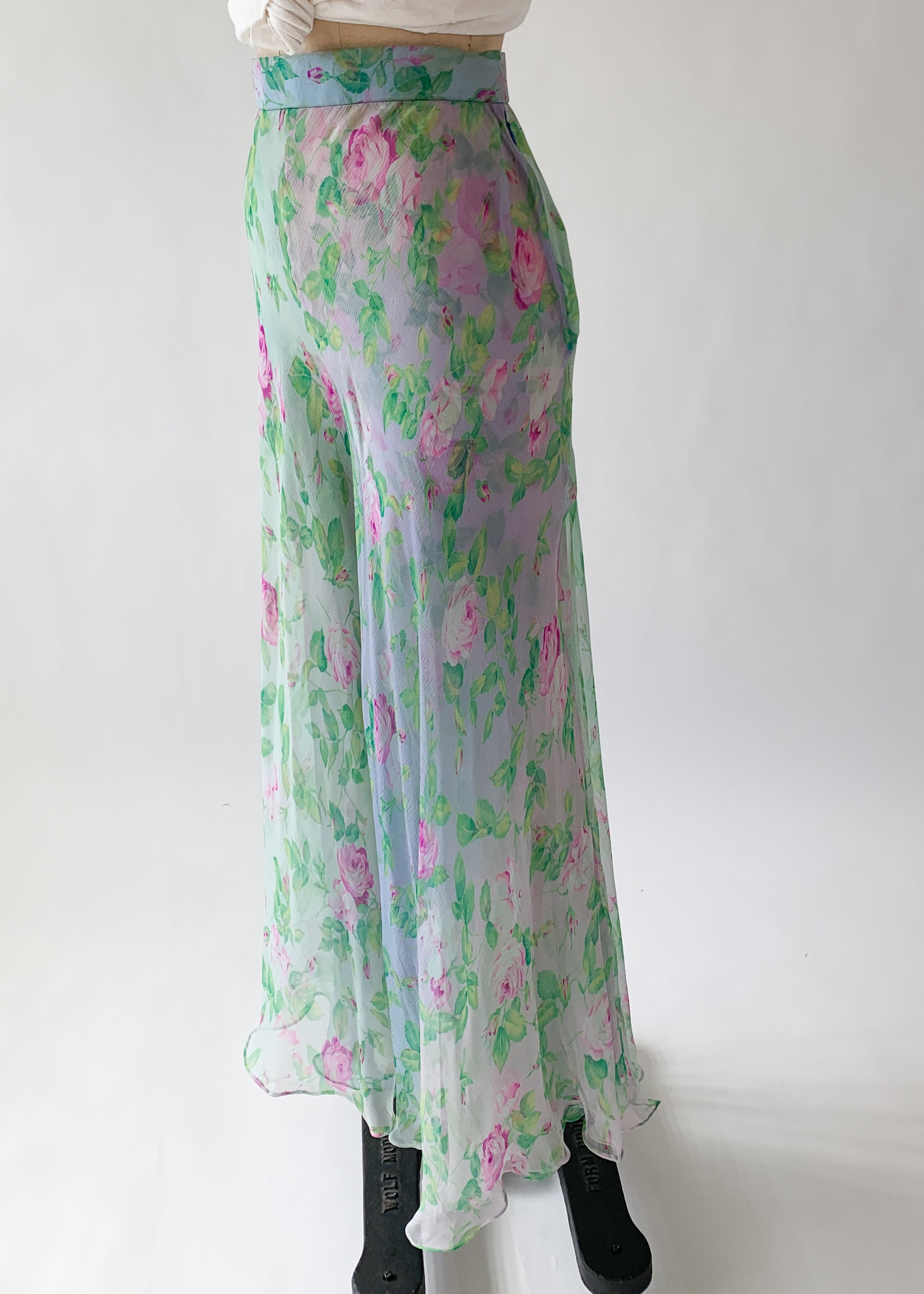 Vintage 1998 YSL Floral Silk Chiffon Pants