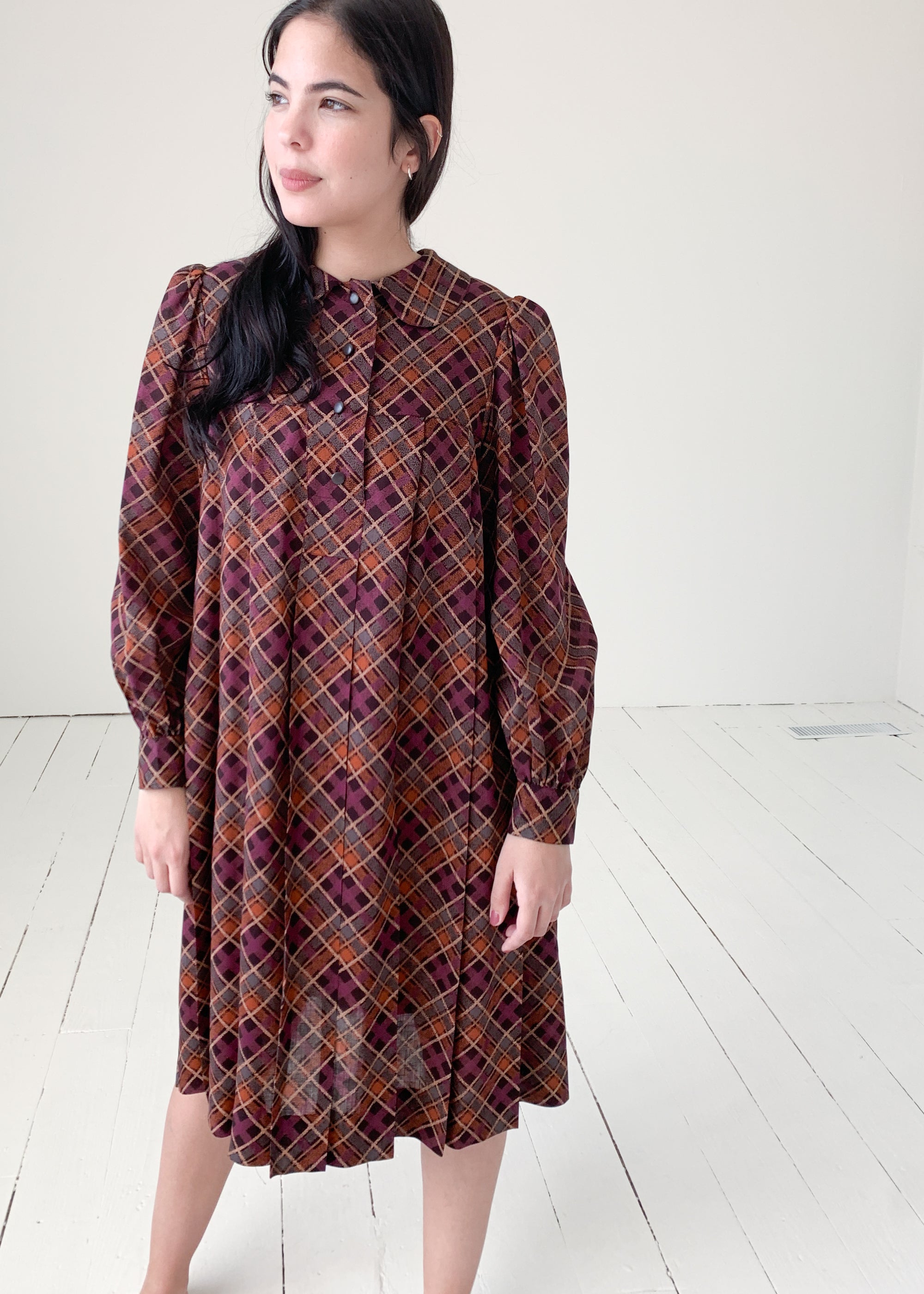 Vintage 1970s YSL Plaid Dress
