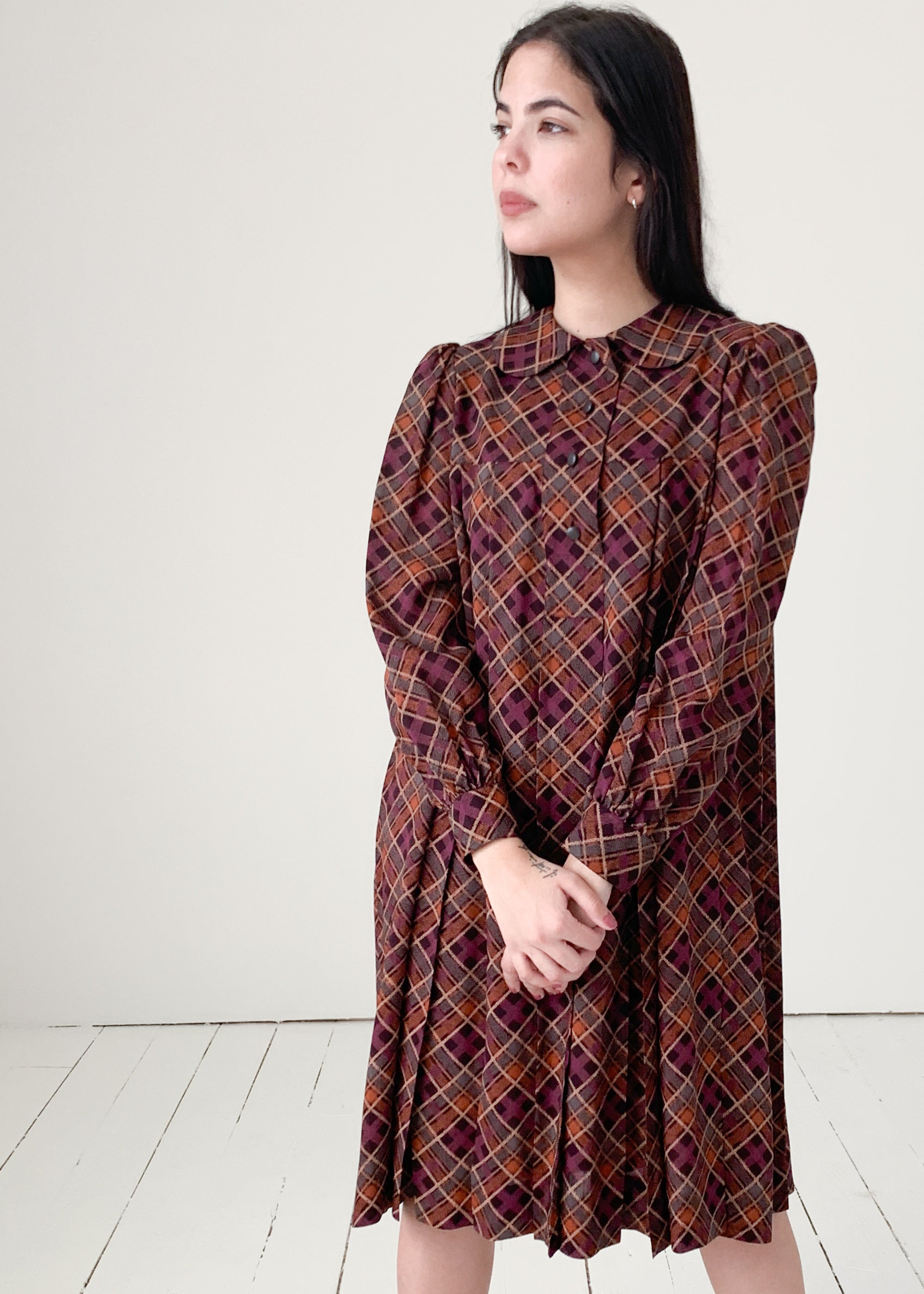Vintage 1970s YSL Plaid Dress