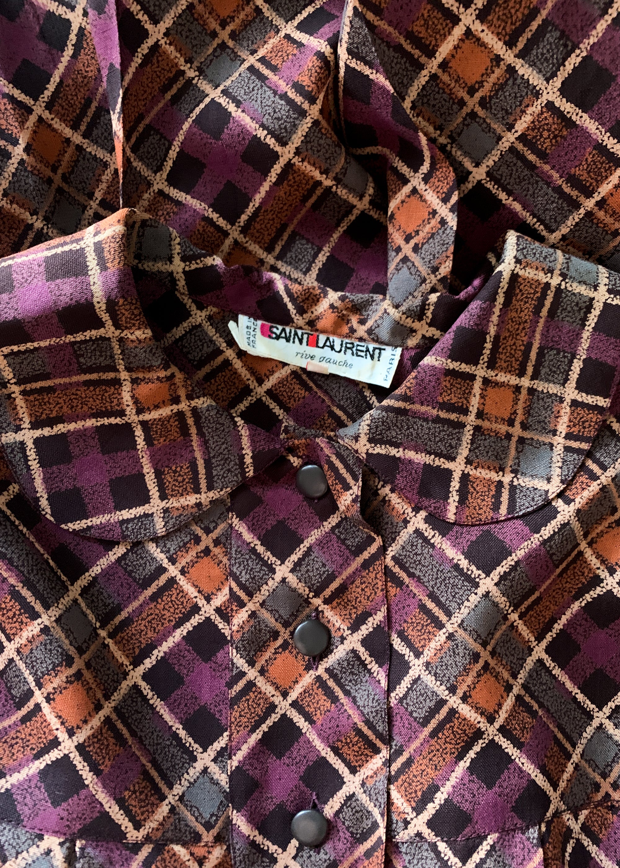 Vintage 1970s YSL Plaid Dress