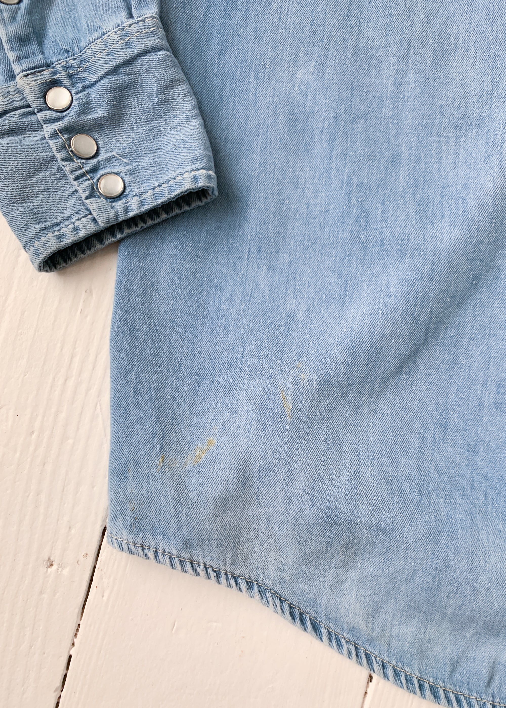 Vintage 1970s Denim Pearl Snap Western Shirt