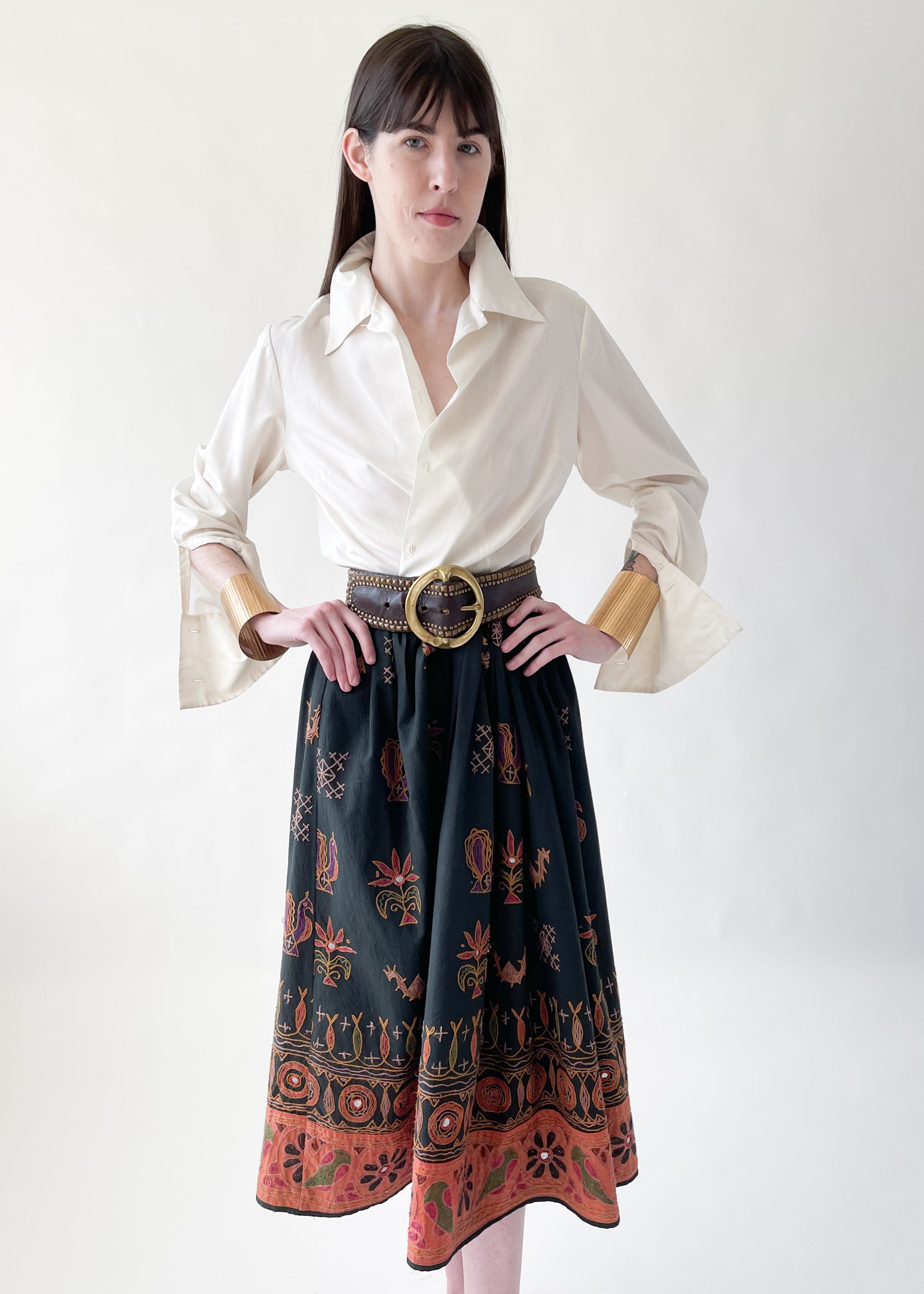 Vintage 1980s Embroidered Indian Skirt