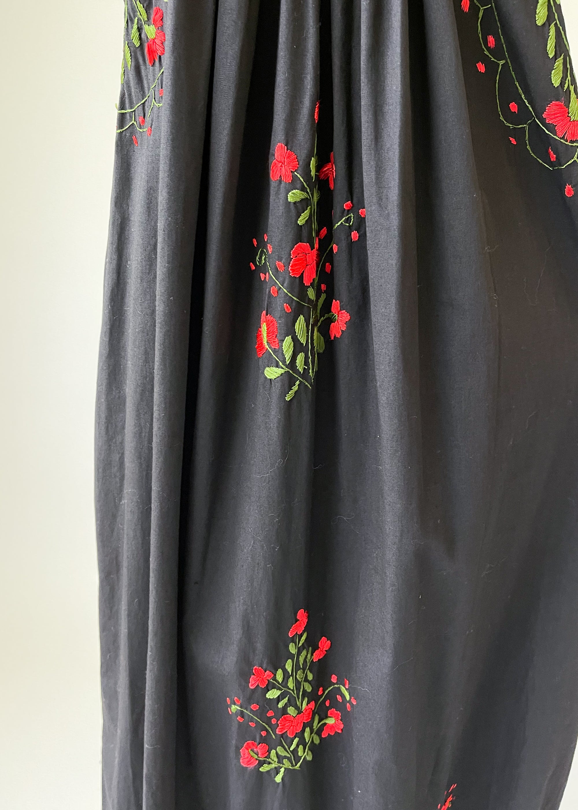 Vintage 1970s Mexican Embroidered Cotton Dress