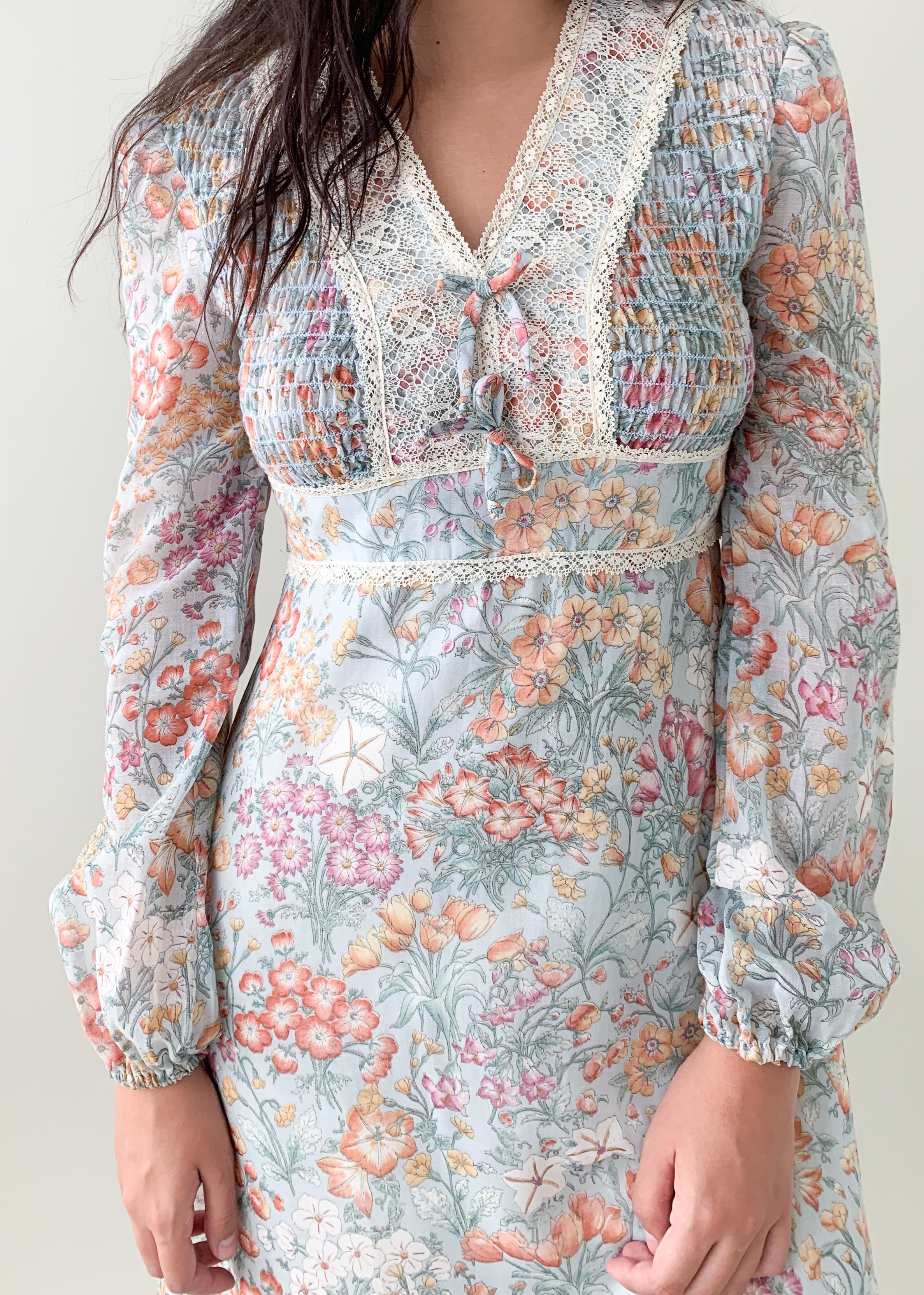 Vintage 1970s Floral Prairie Dress