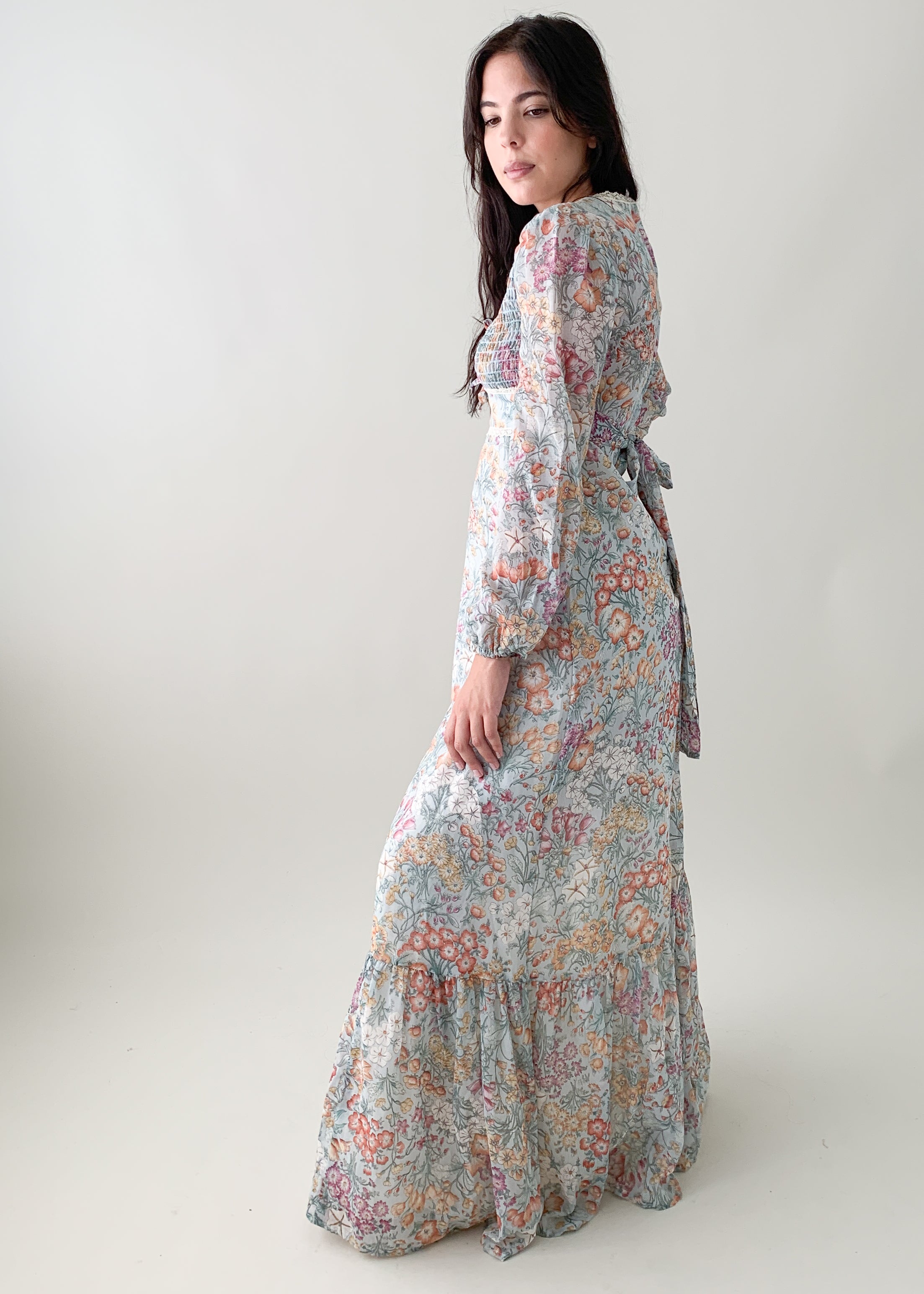 Vintage 1970s Floral Prairie Dress