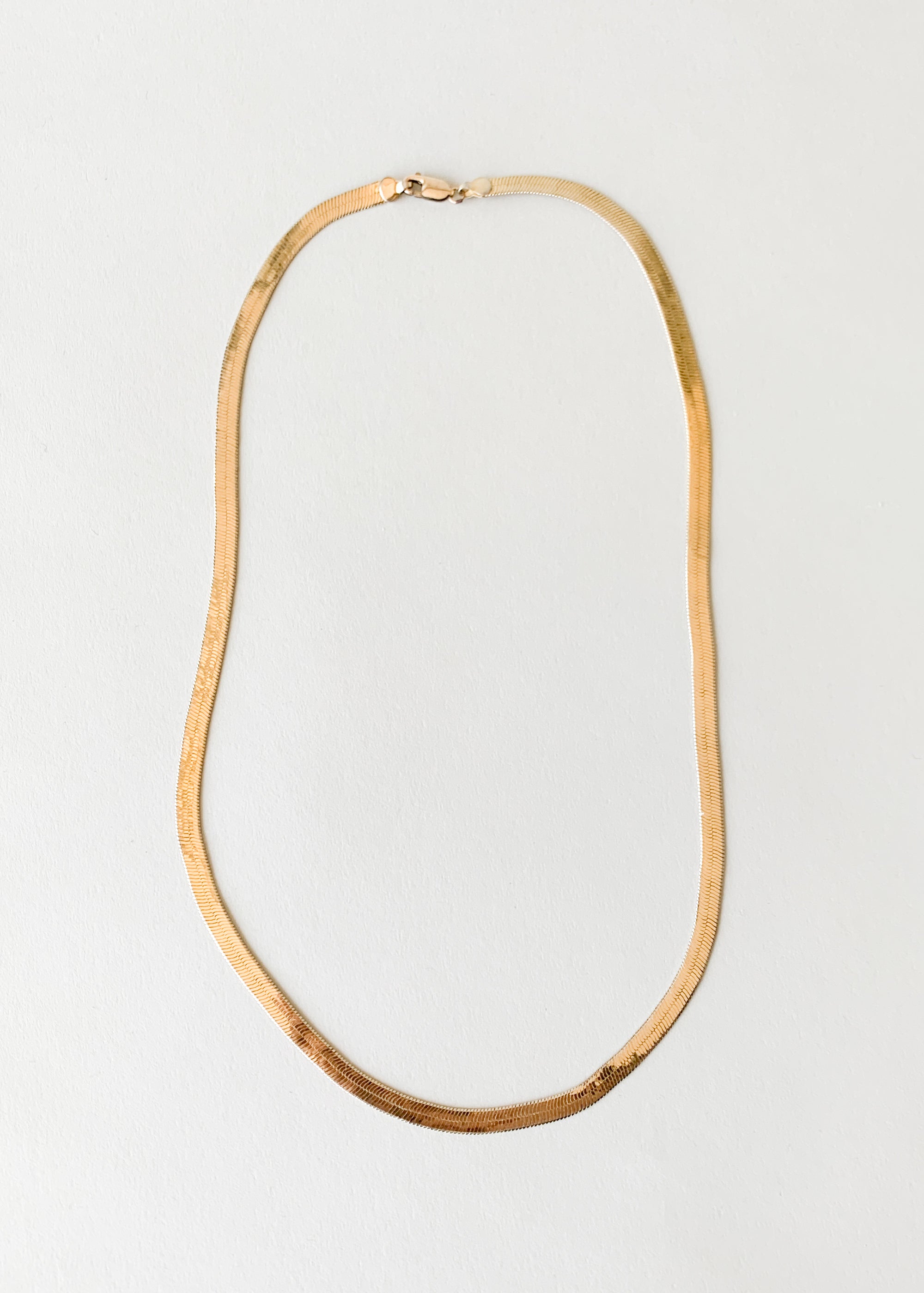 Vintage Gold-toned Herringbone Chain Necklace