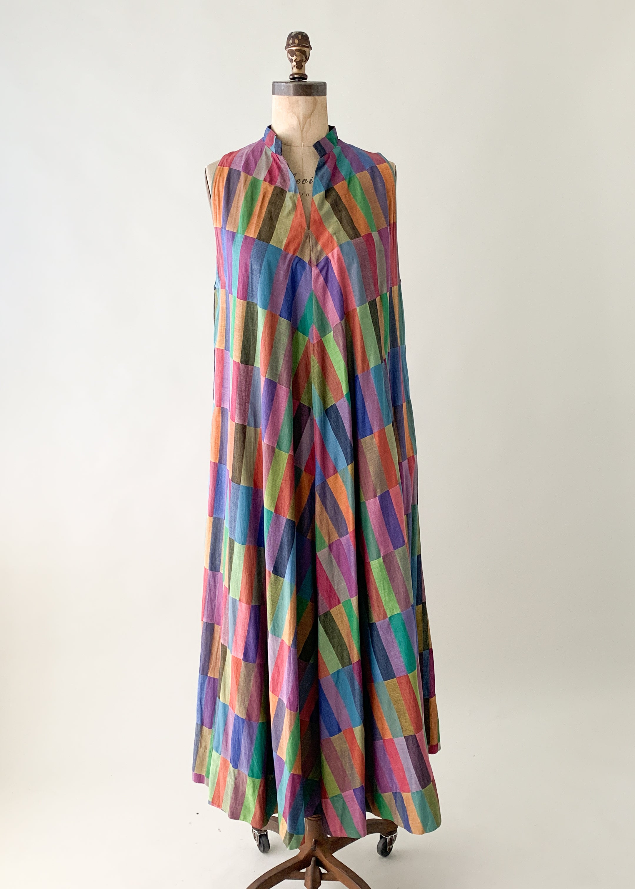 Vintage 1970s Color Block Cotton Dress