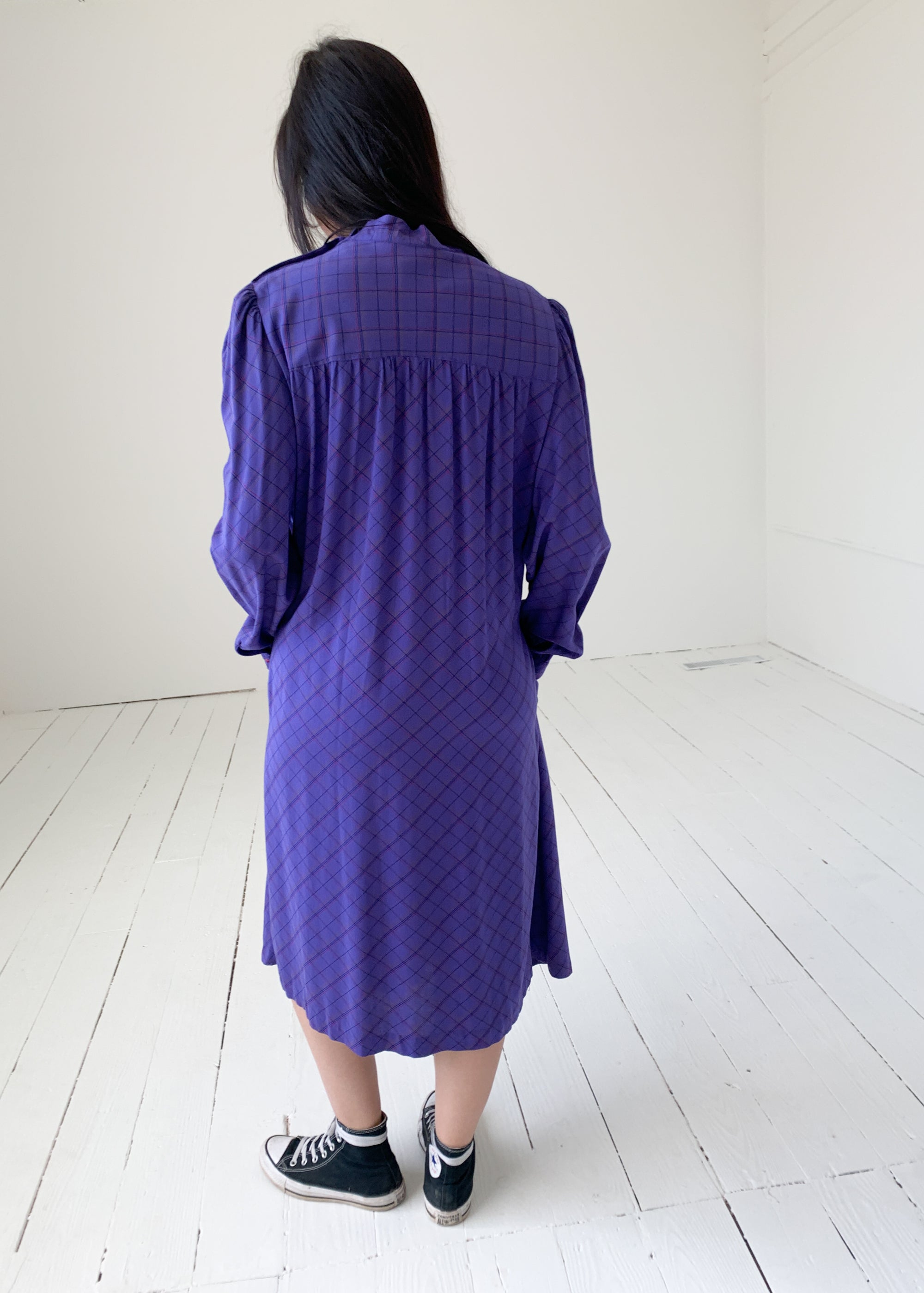 Vintage 1970s Purple Plaid Dress
