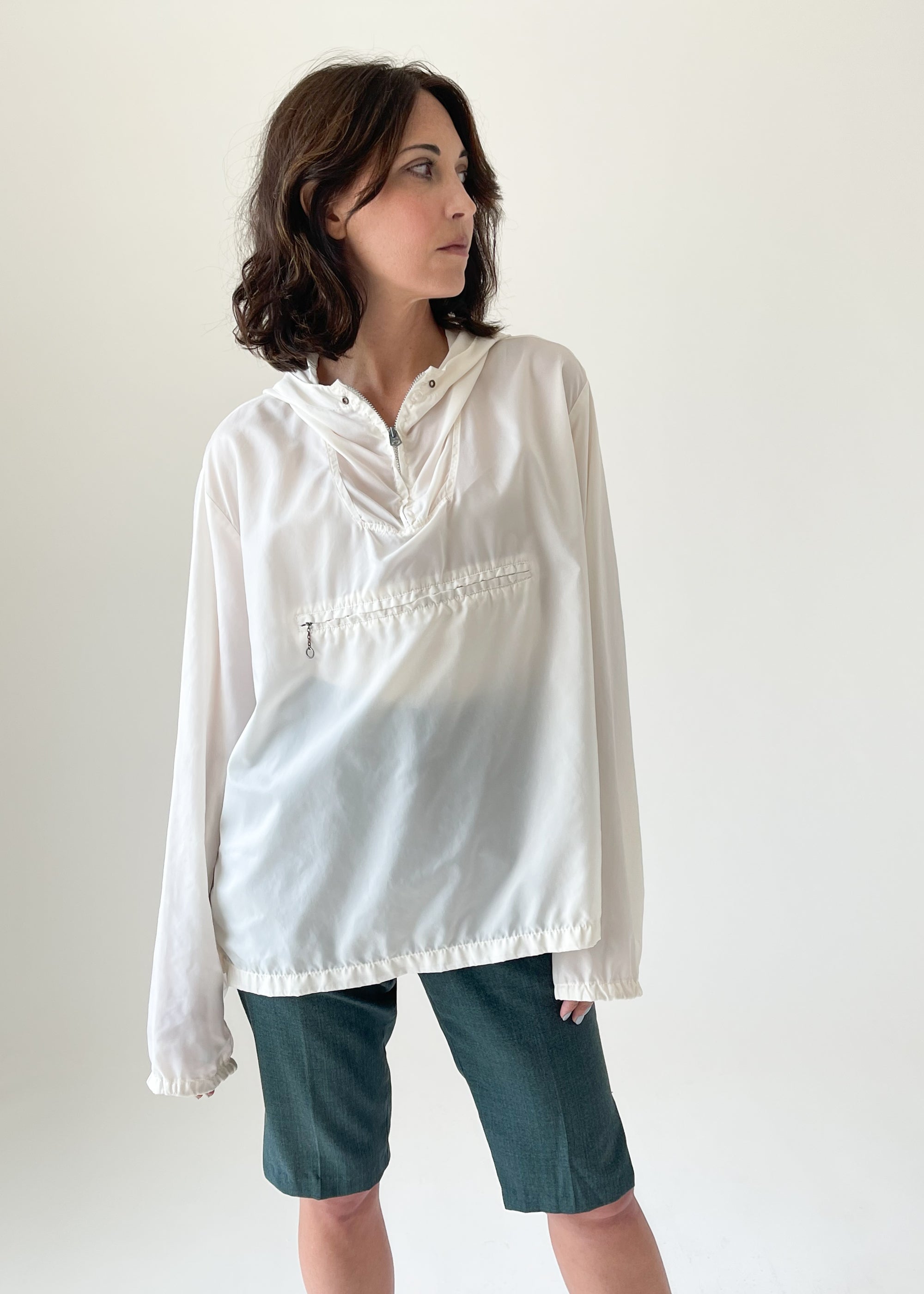 Vintage 1970s White Hooded Anorak