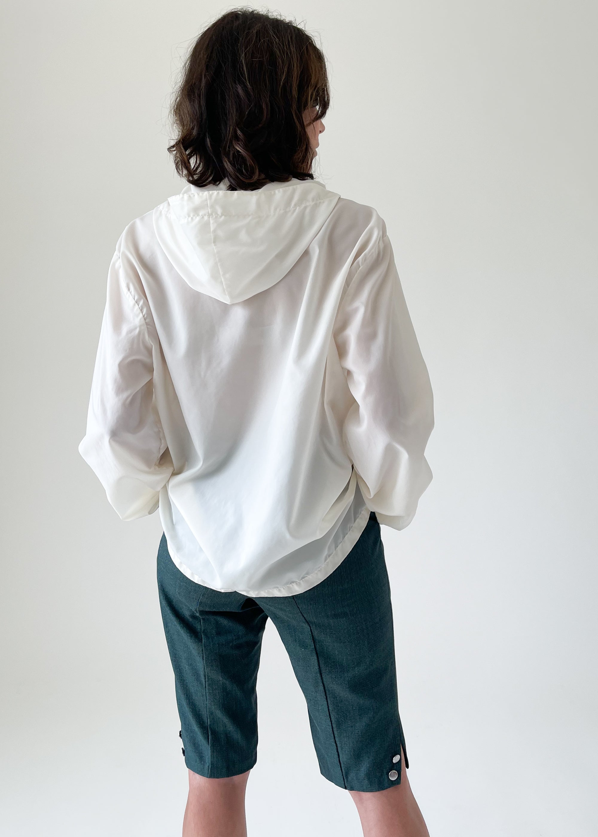 Vintage 1970s White Hooded Anorak