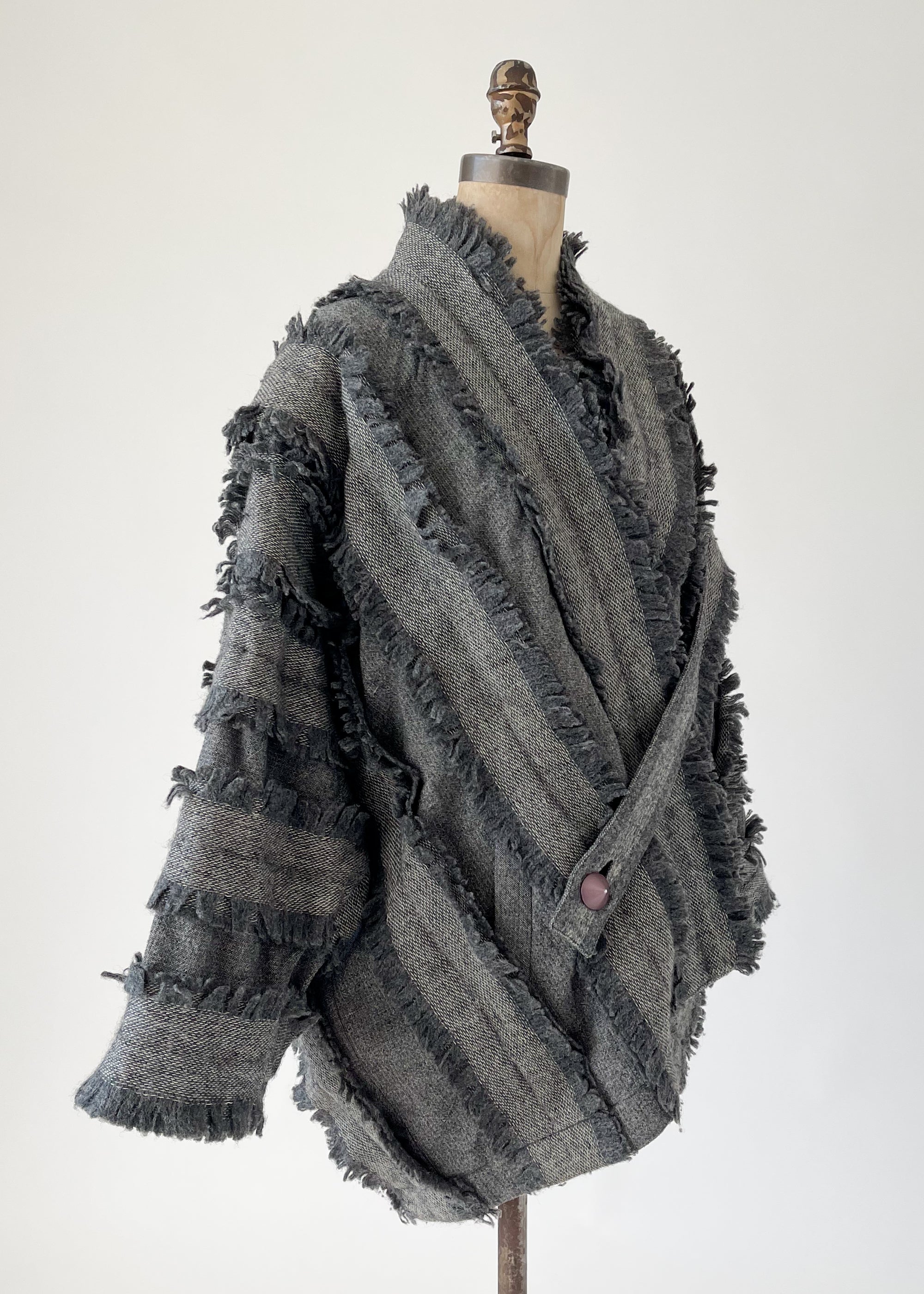 Vintage 1980s Issey Miyake Fringe Cocoon Coat