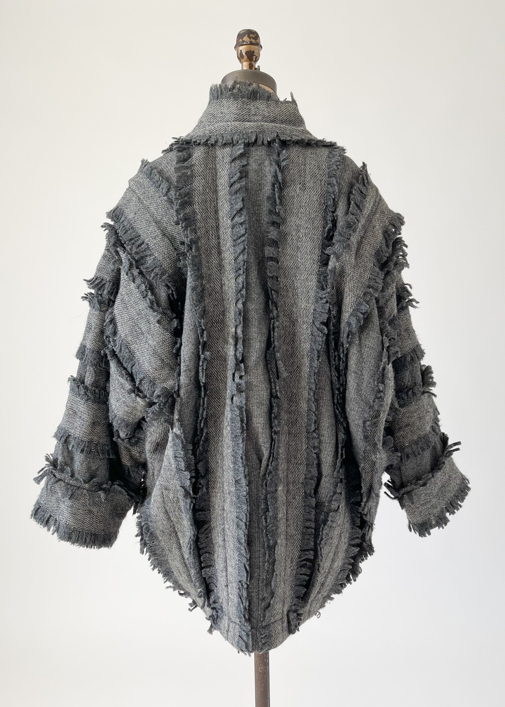 Vintage 1980s Issey Miyake Fringe Cocoon Coat