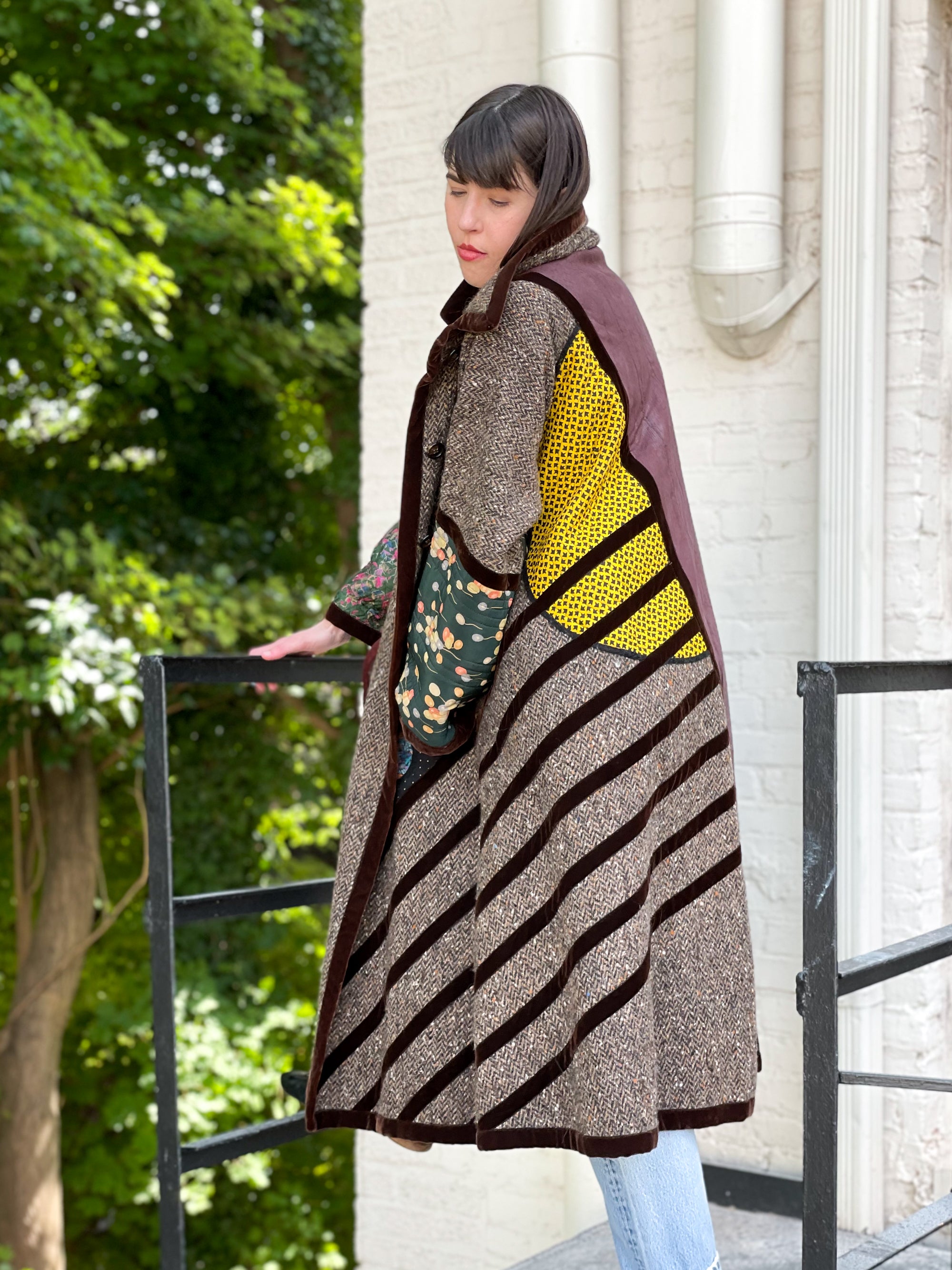 Vintage 1980s Koos Van Den Akker Patchwork Swing Coat
