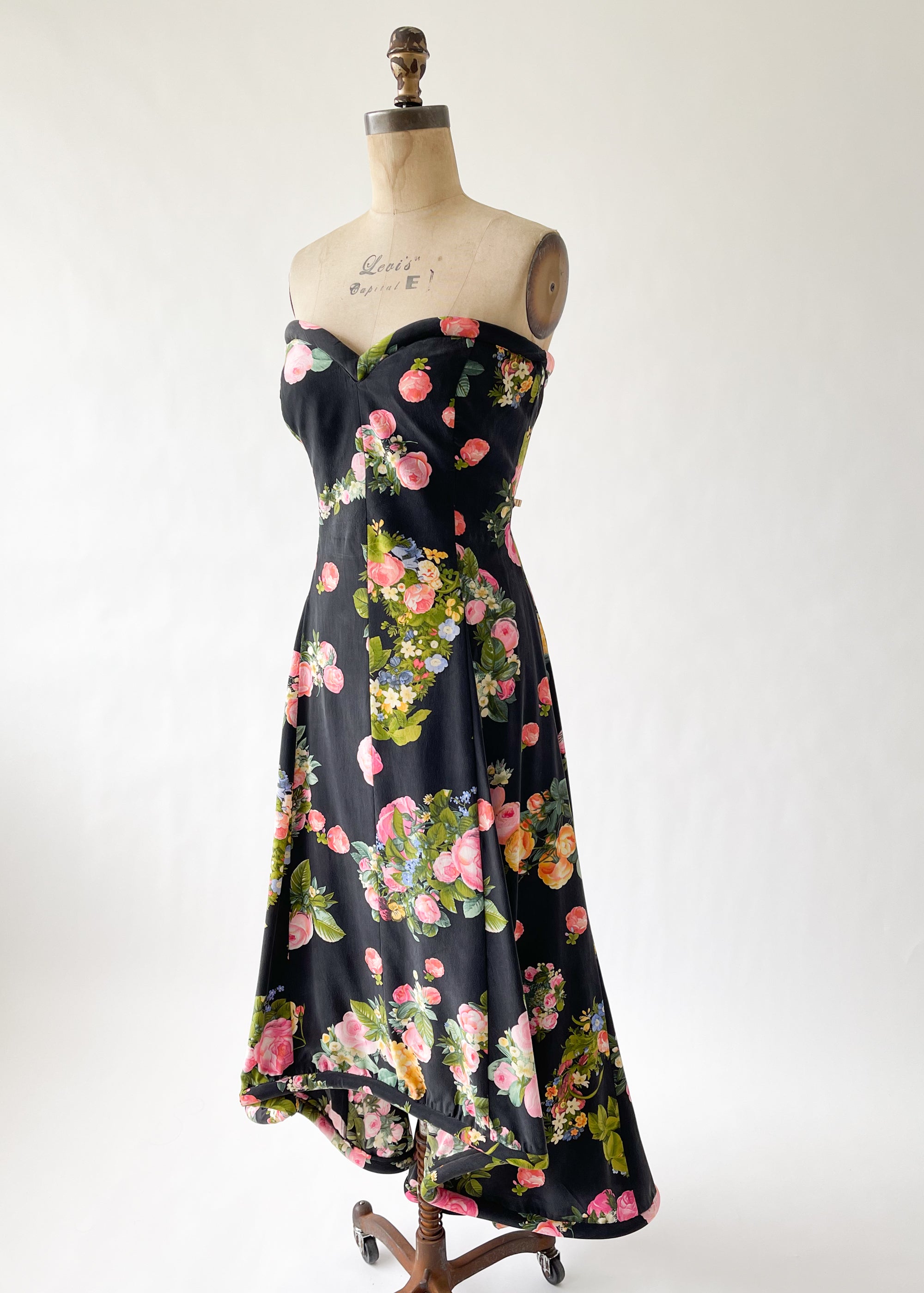 Vintage 1980s Krizia Silk Strapless Dress and Shawl