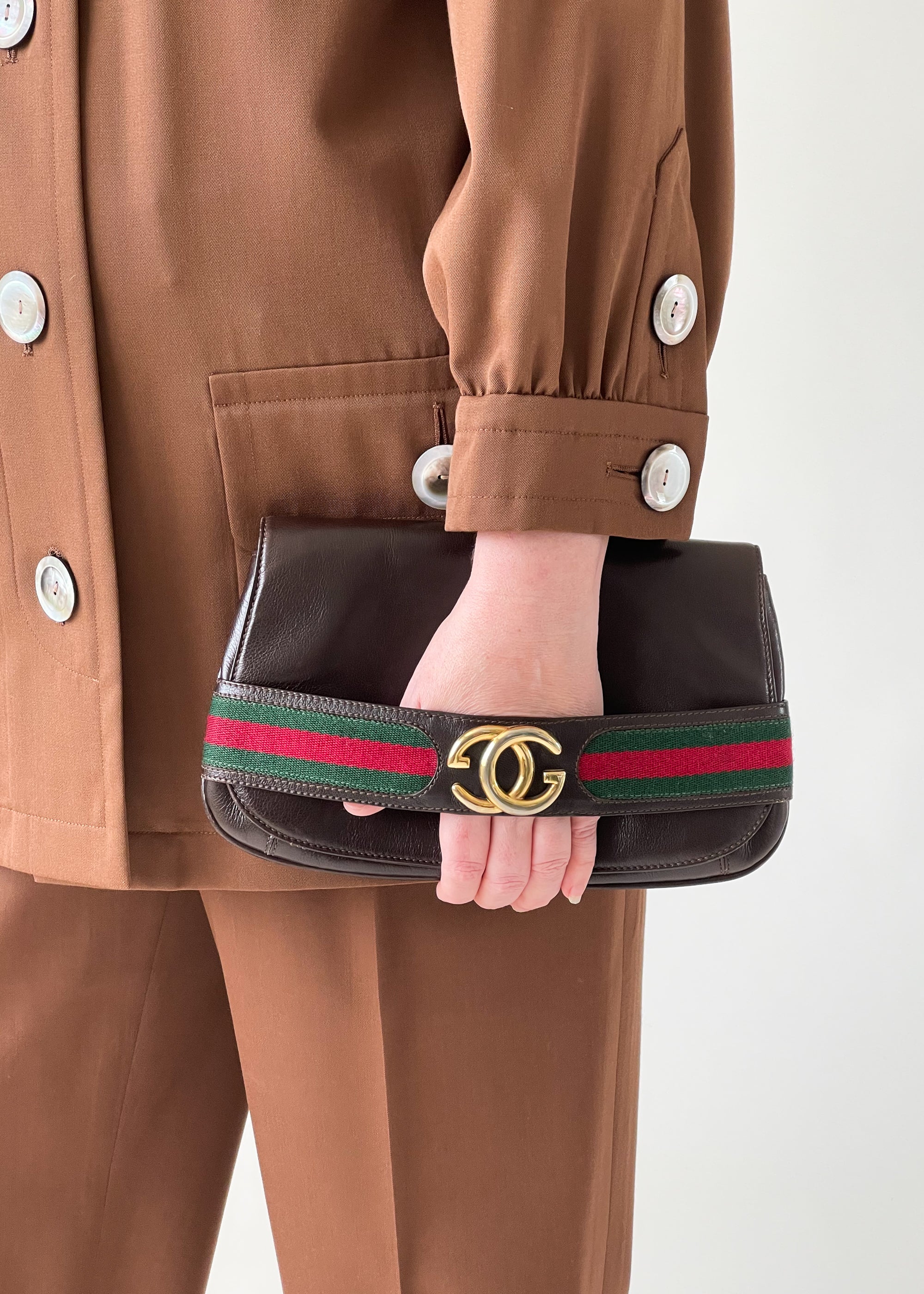 Vintage 1970s Gucci Leather Logo Clutch