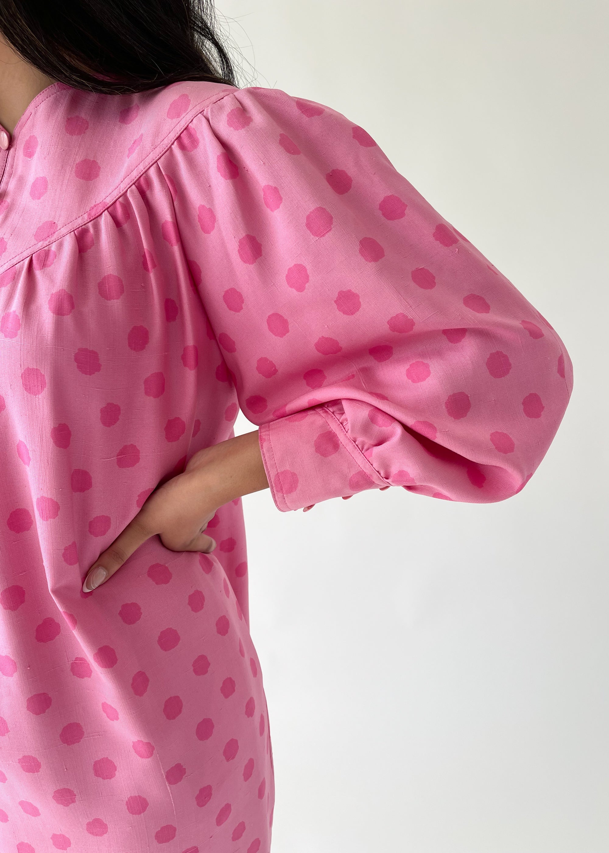 Vintage 1980s Silk Polka Dot Dress