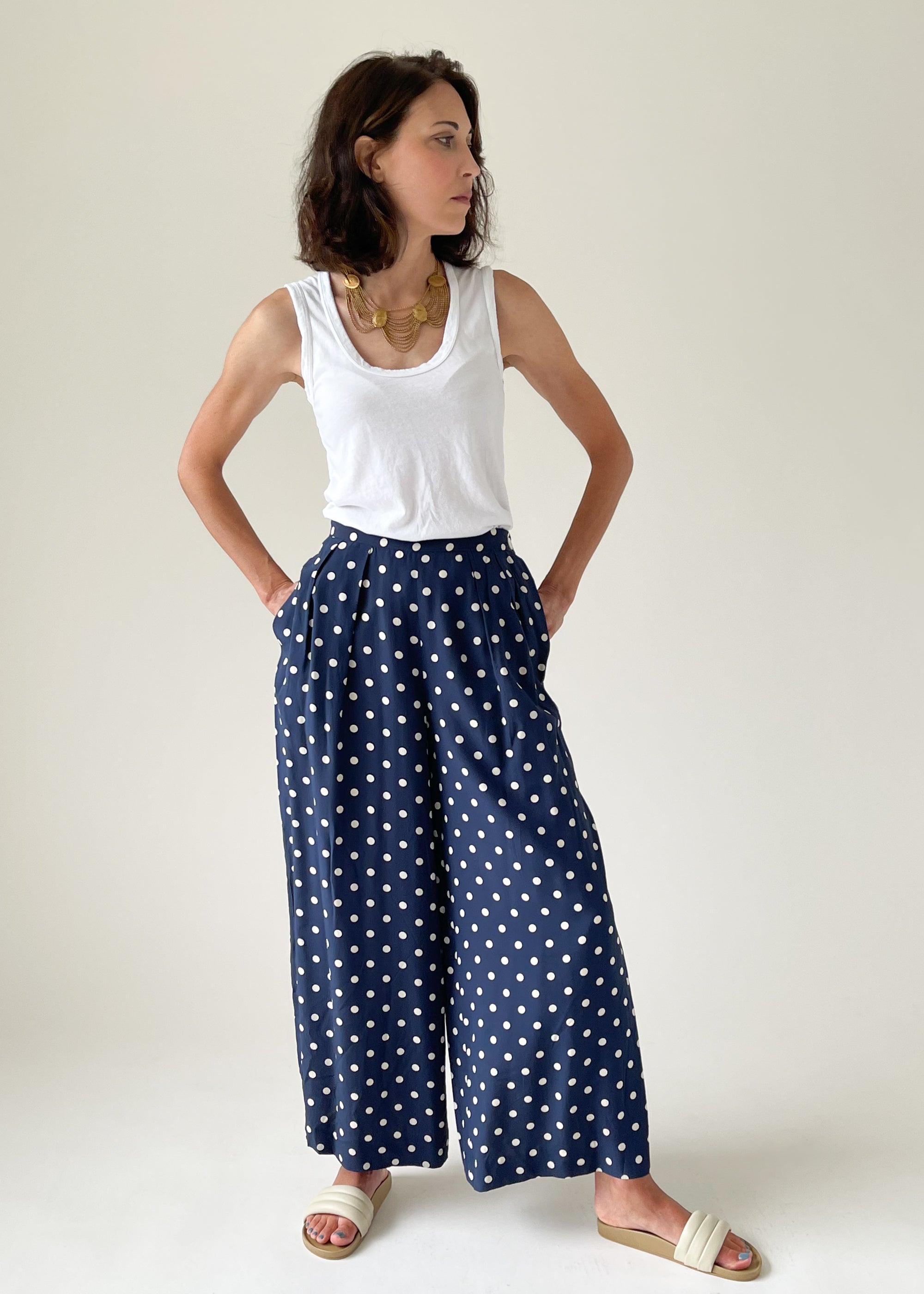 Vintage 1980s Ralph Lauren Silk Wide Leg Pants