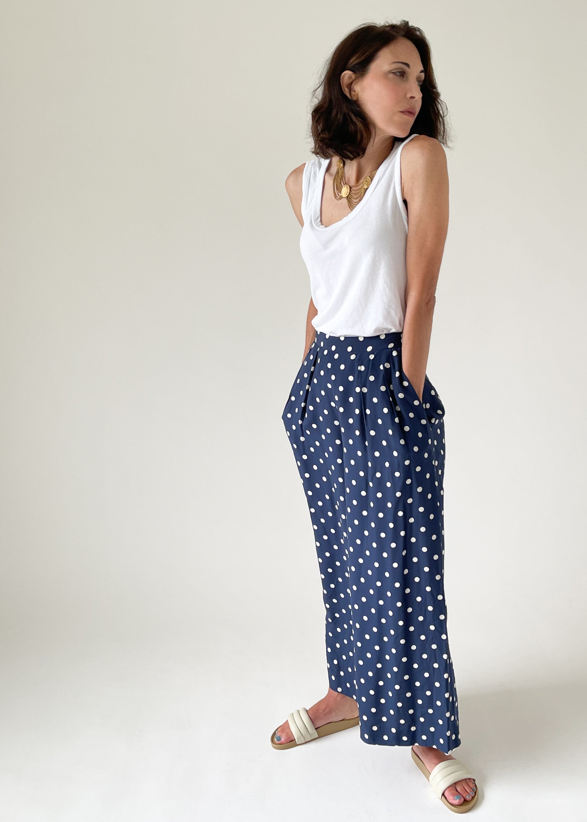 Vintage 1980s Ralph Lauren Silk Wide Leg Pants