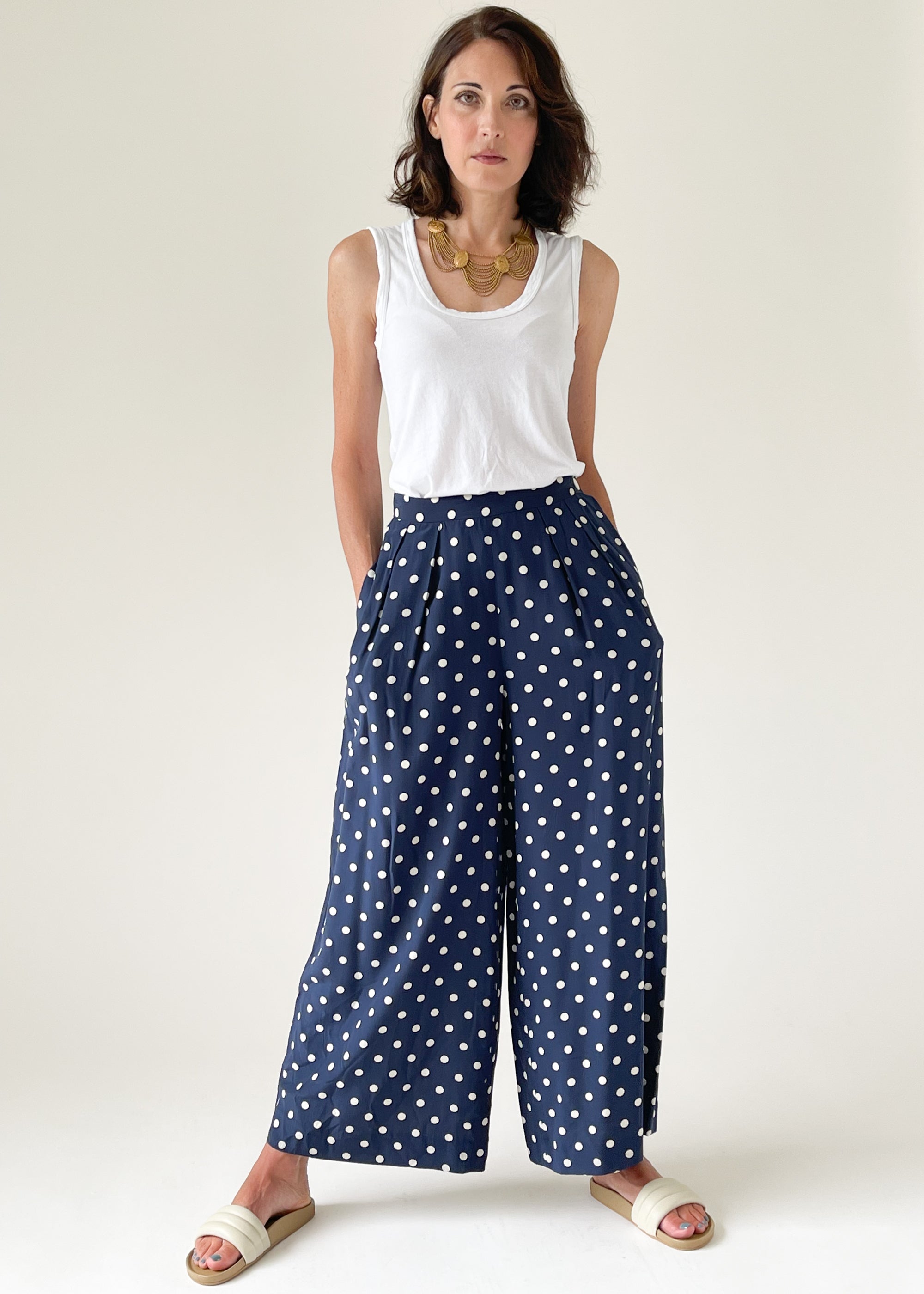 Vintage 1980s Ralph Lauren Silk Wide Leg Pants