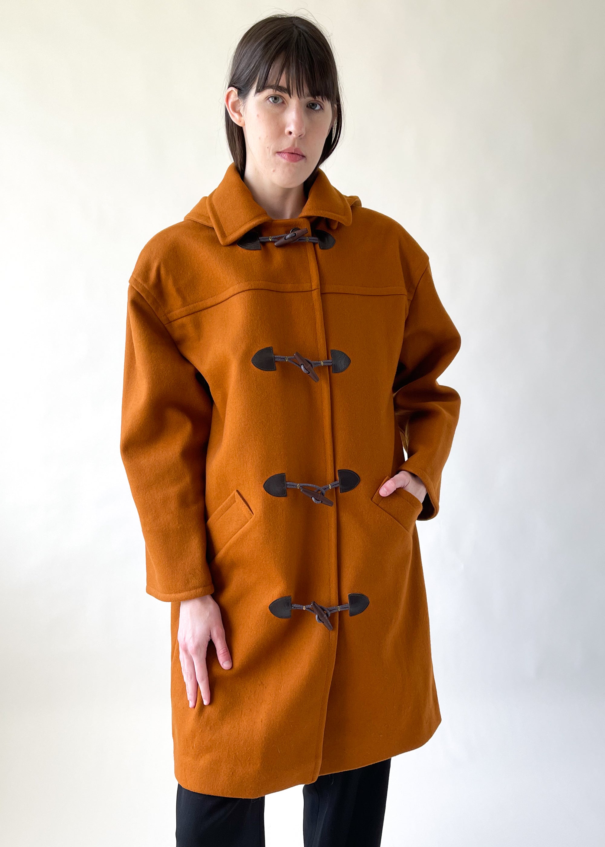 Vintage 1980s Ocre Wool Duffle Coat