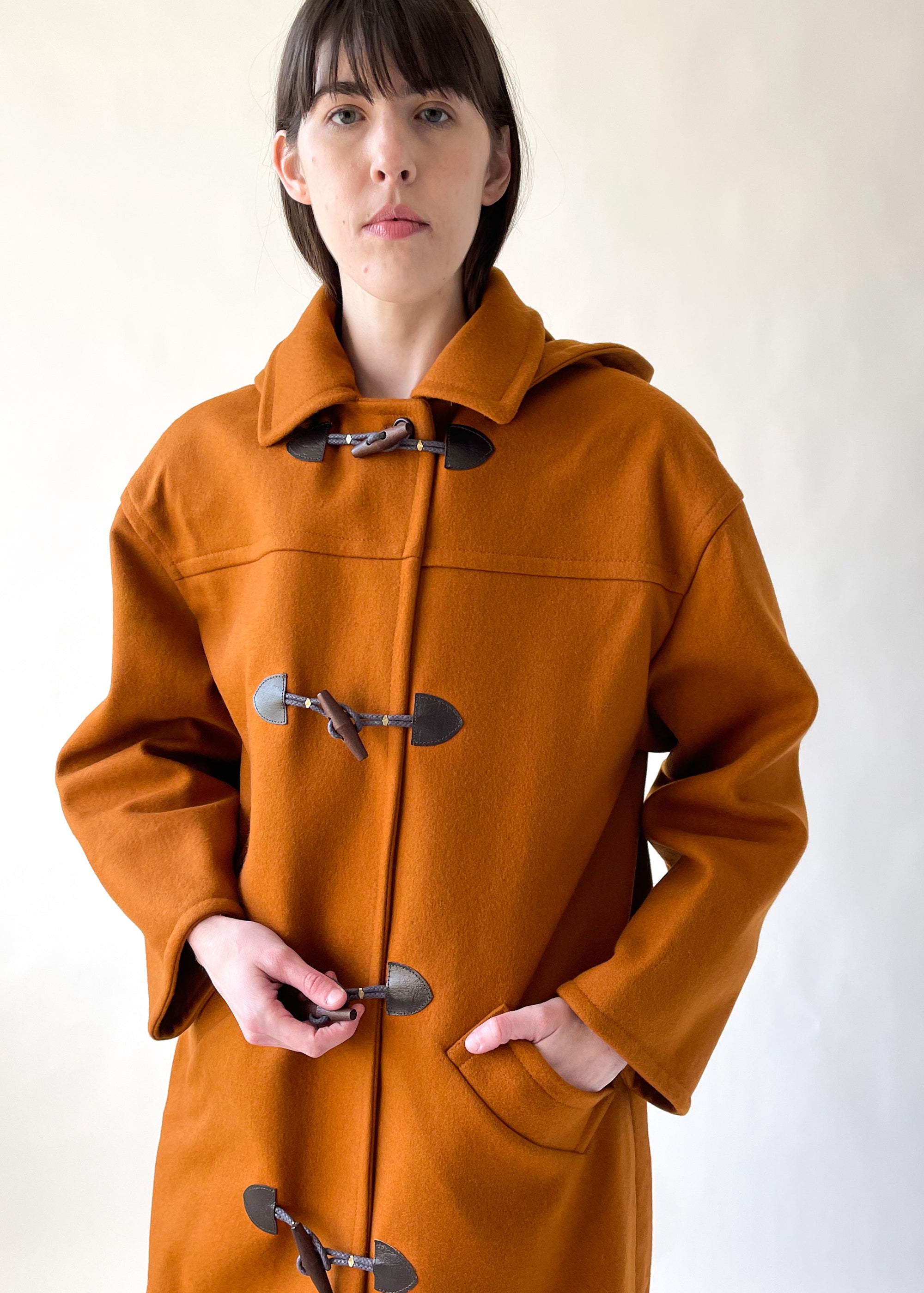 Vintage 1980s Ocre Wool Duffle Coat