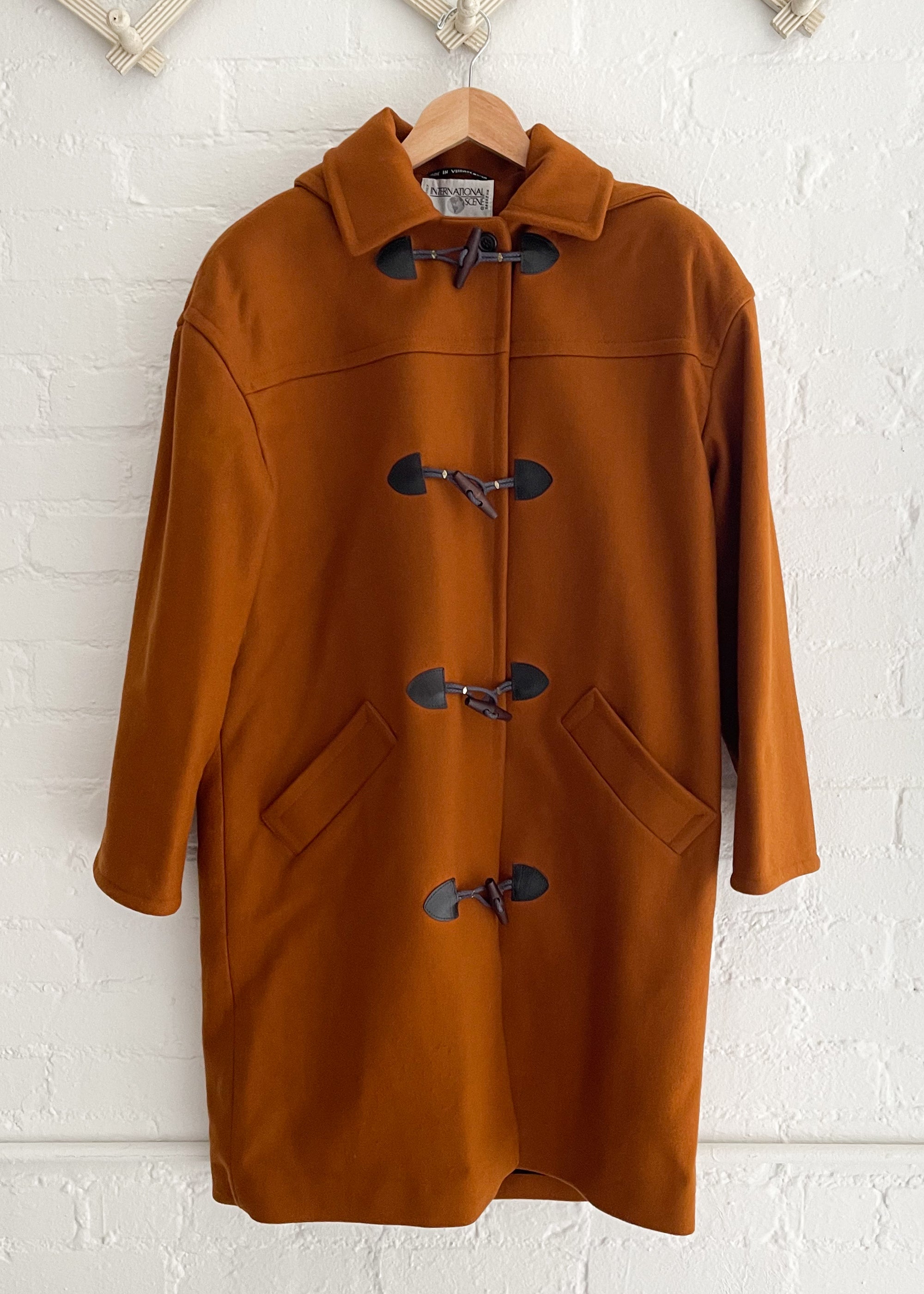 Vintage 1980s Ocre Wool Duffle Coat