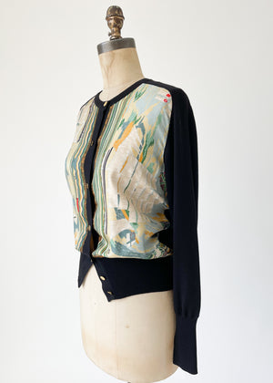 Vintage 1990s Hermes Silk Knit Cardigan