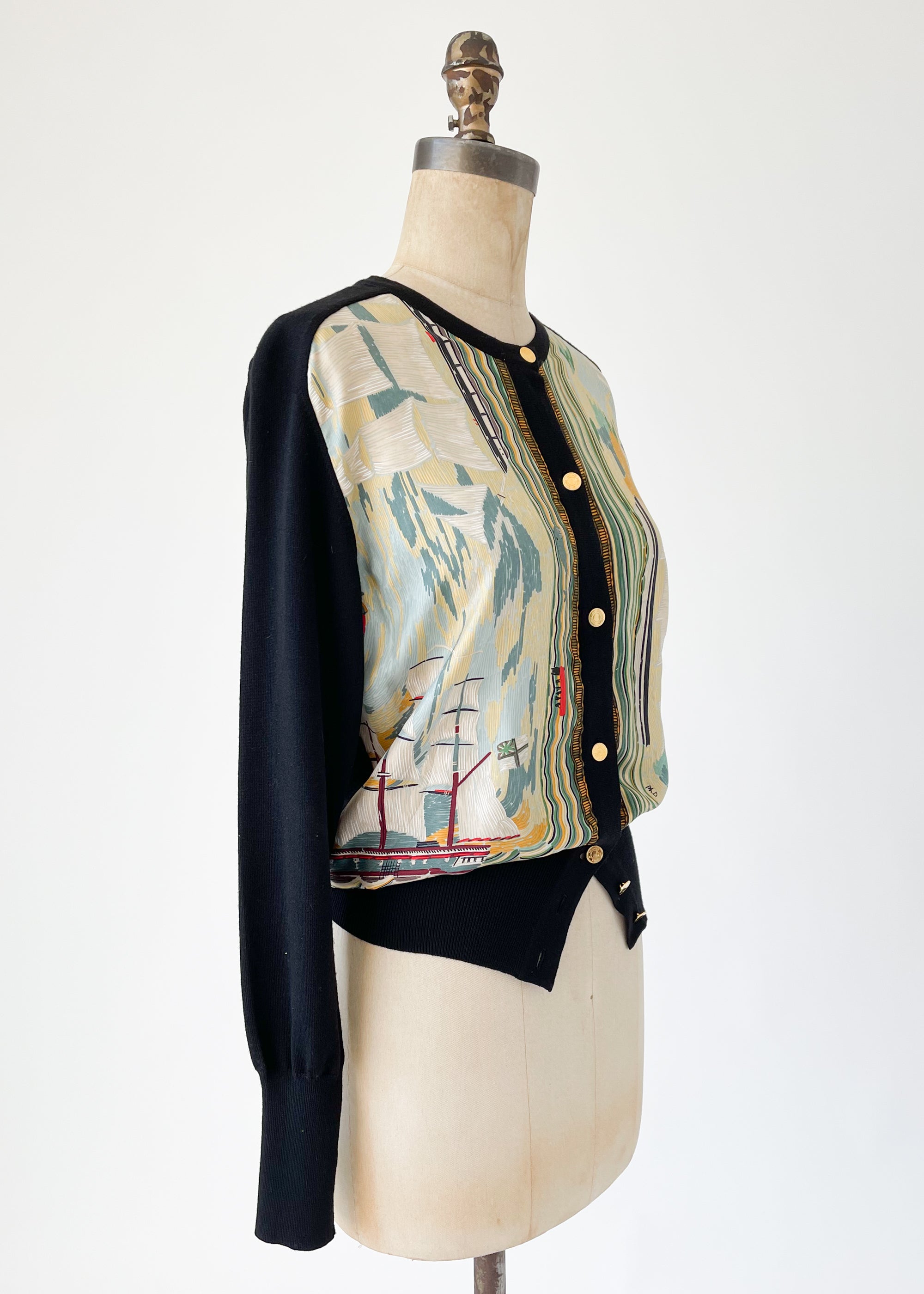 Vintage 1990s Hermes Silk Knit Cardigan