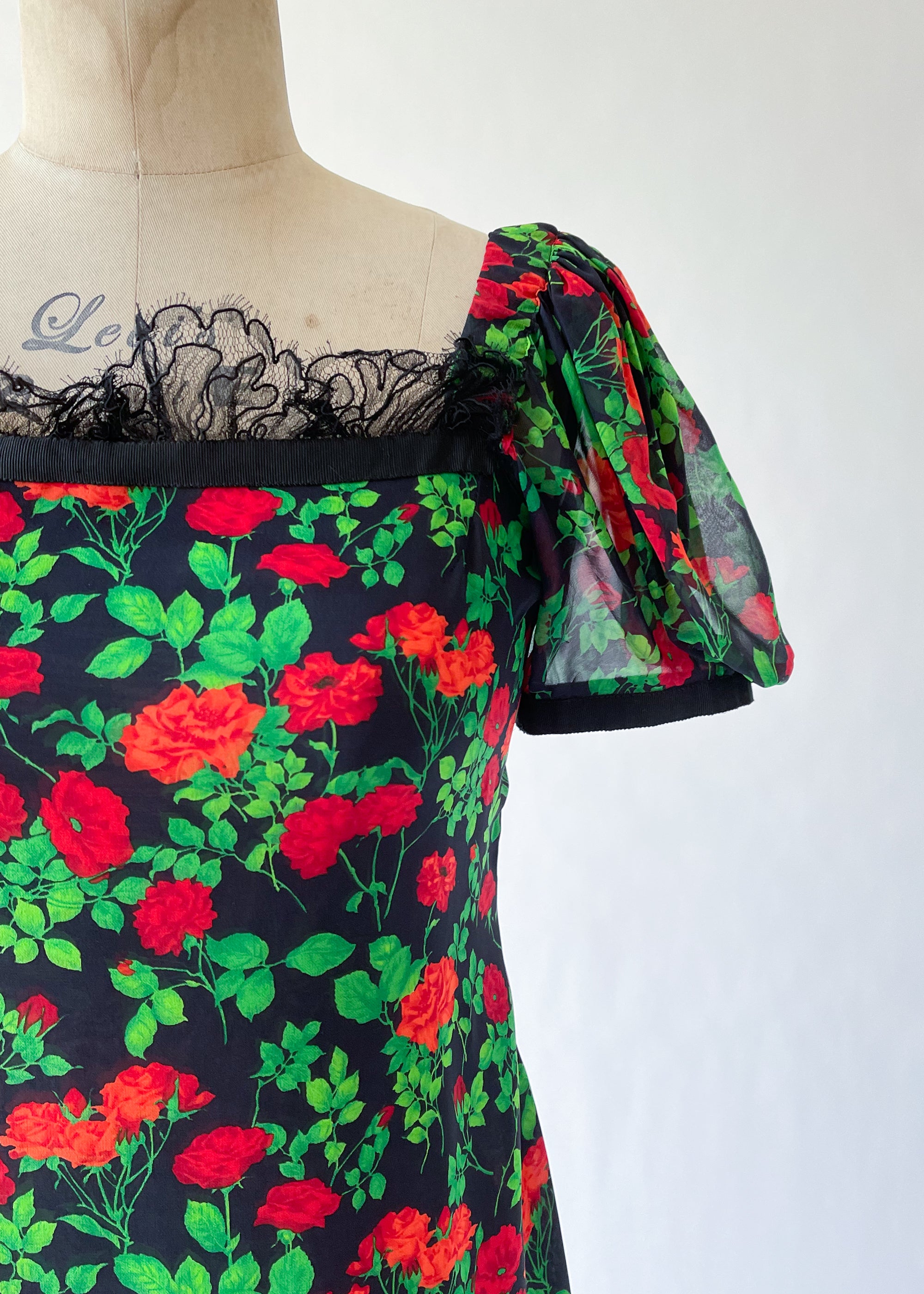 Vintage 1990s YSL Silk and Lace Dress