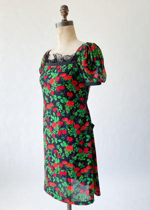 Vintage 1990s YSL Silk and Lace Dress