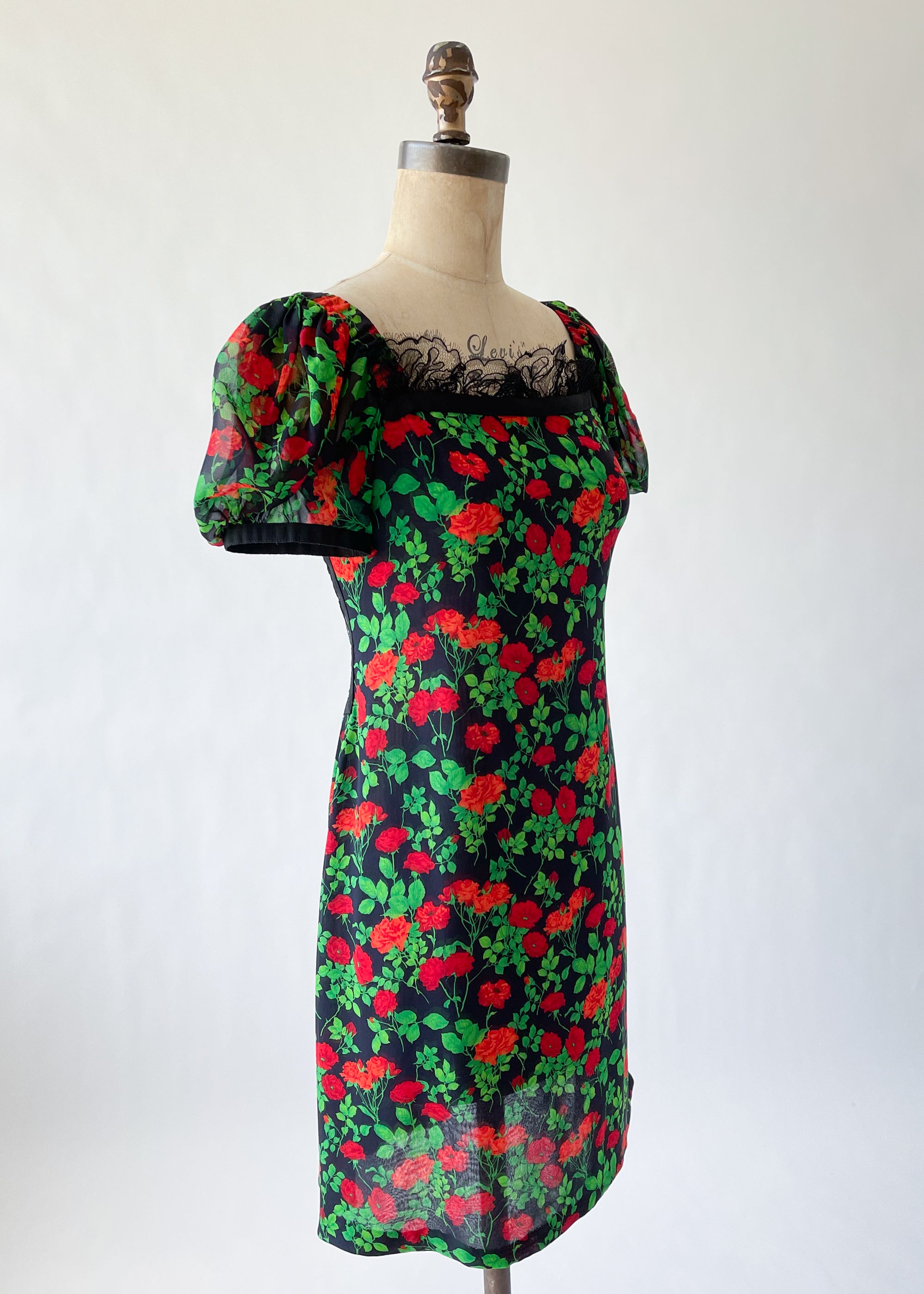 Vintage 1990s YSL Silk and Lace Dress