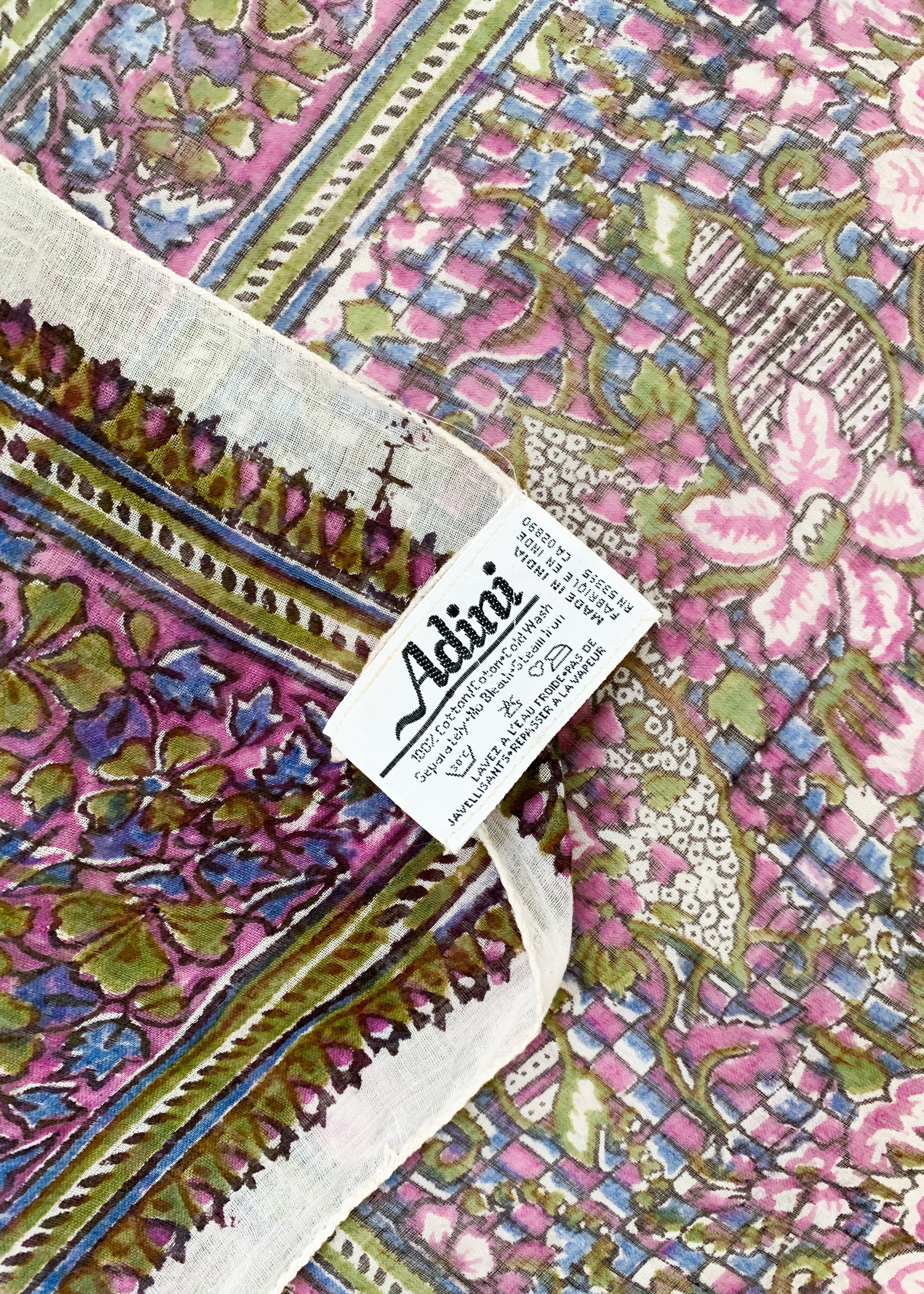 Vintage Adini Large Block Print Scarf