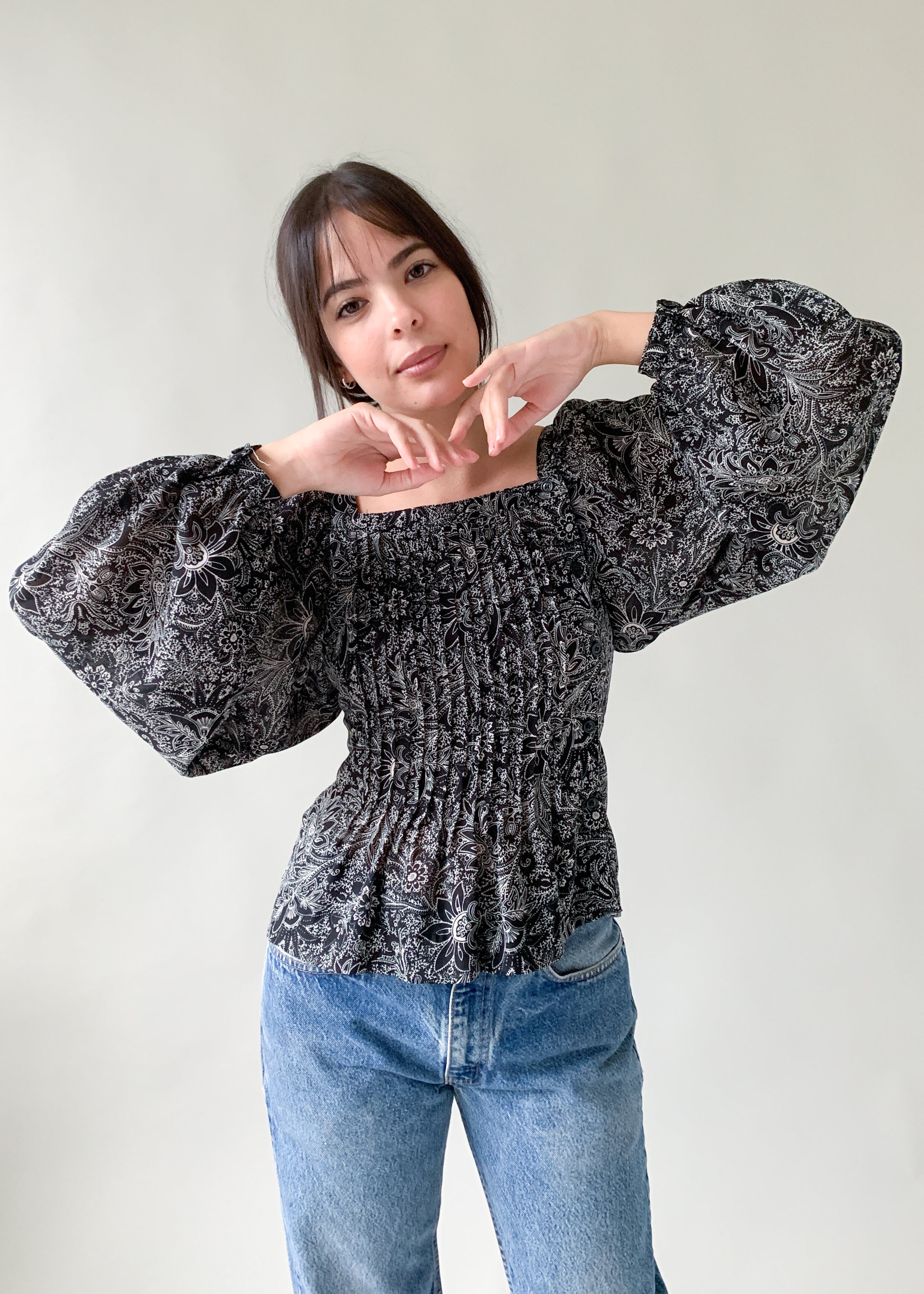 Vintage Black and White Top