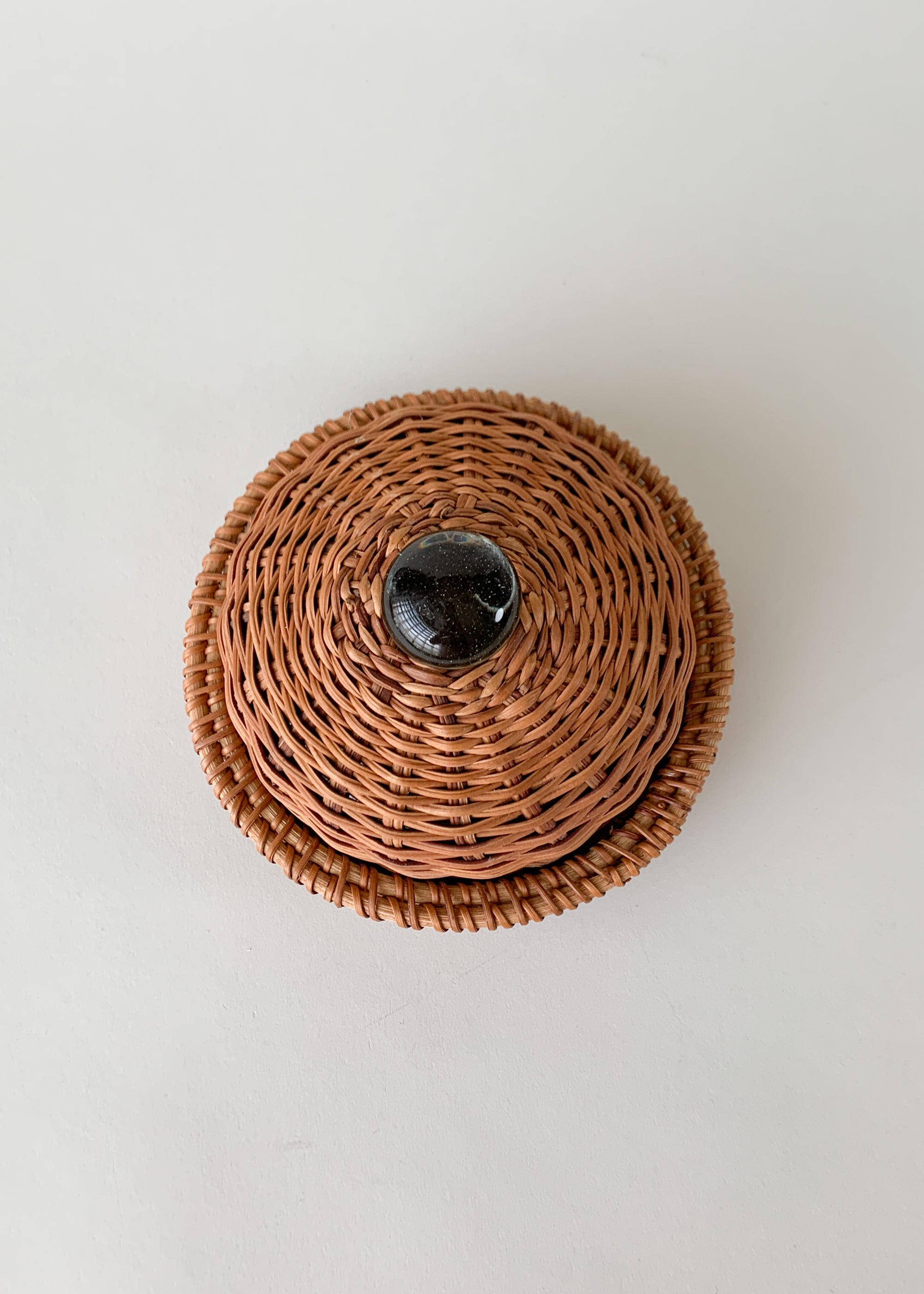 Vintage Wicker and Glass Domed Cheese Tray