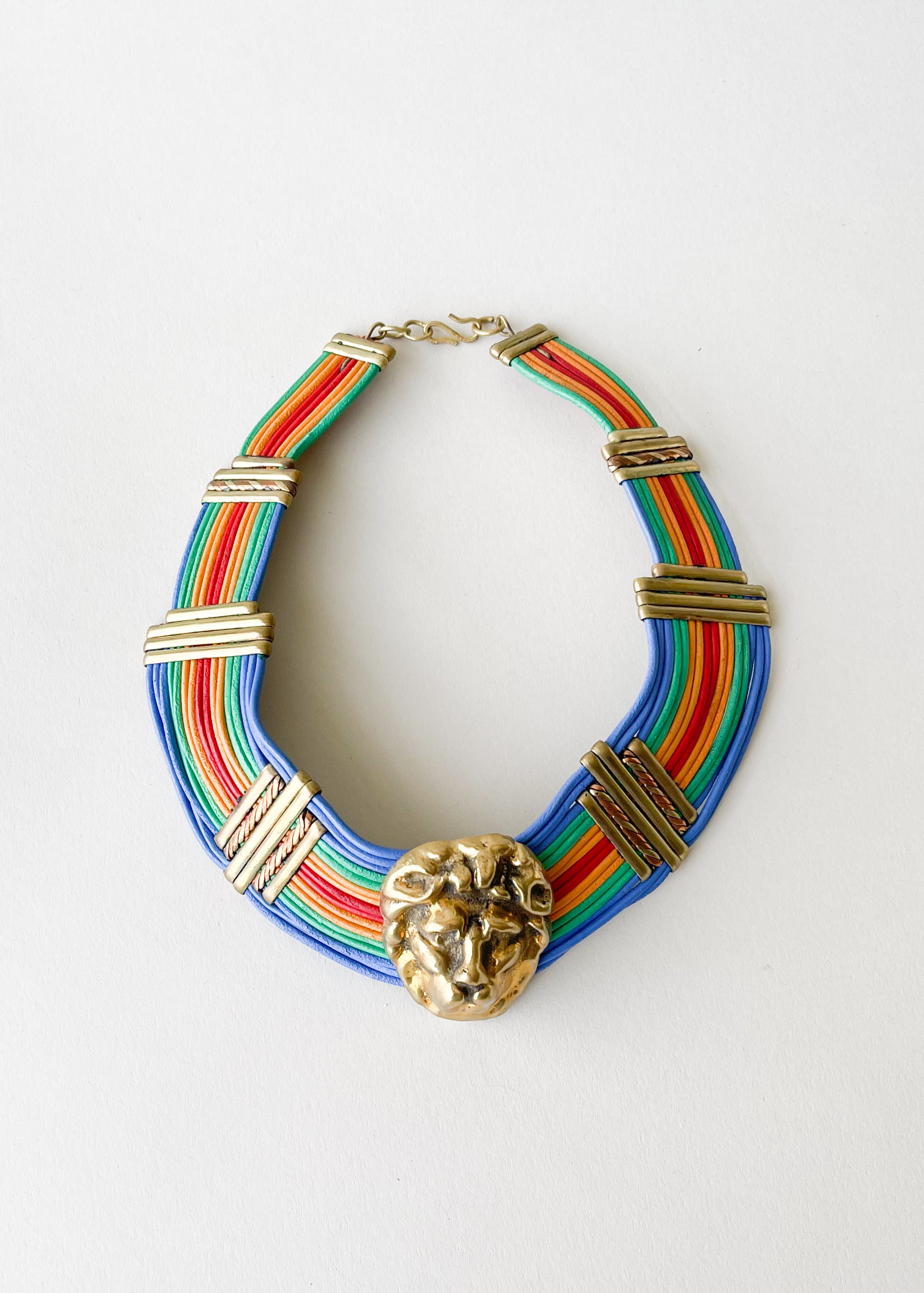 Vintage 1980s Lion Head Rainbow Choker
