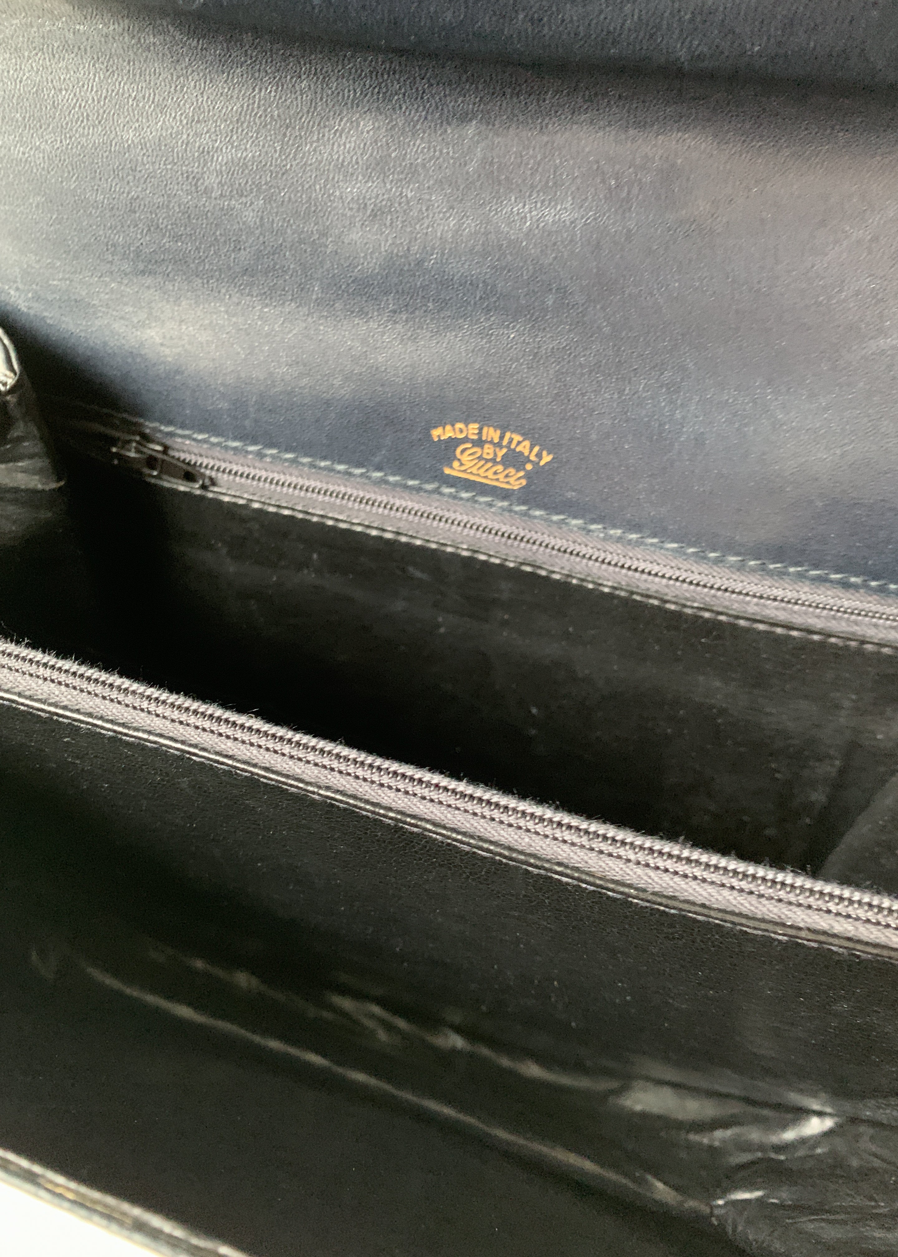 Vintage 1970s Navy Gucci Leather Stripe Purse