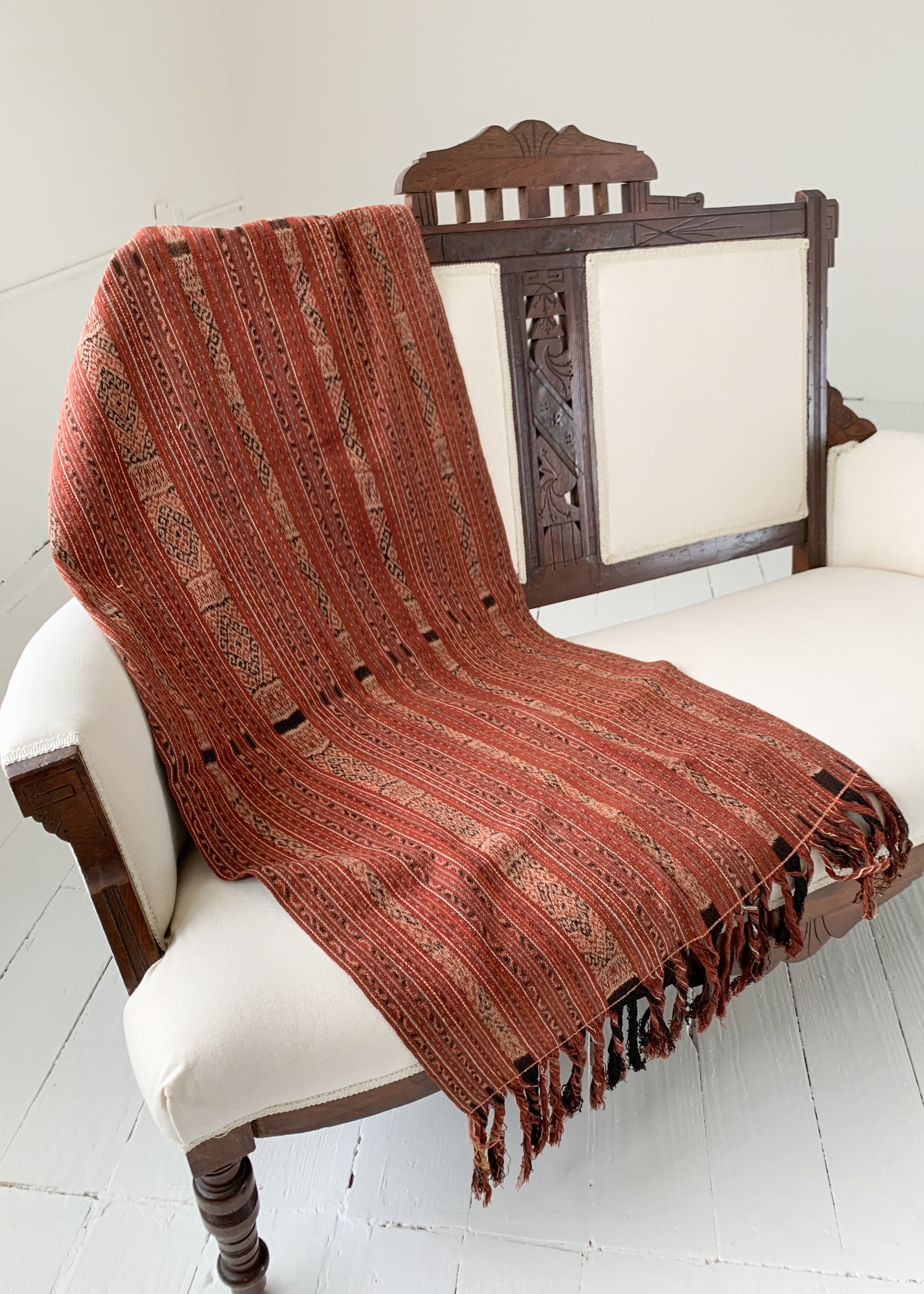 Vintage Woven Striped Ikat Throw