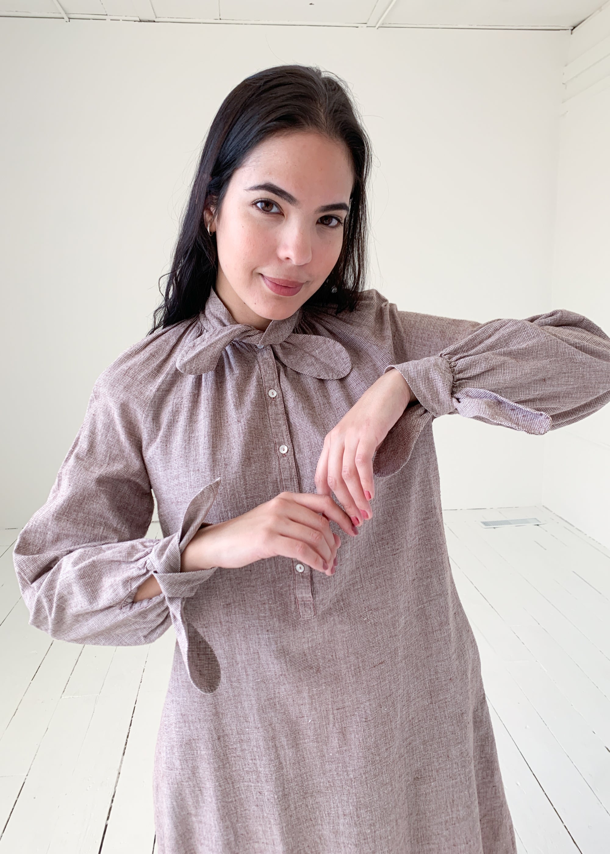 Vintage 1970s India Imports Checked Dress