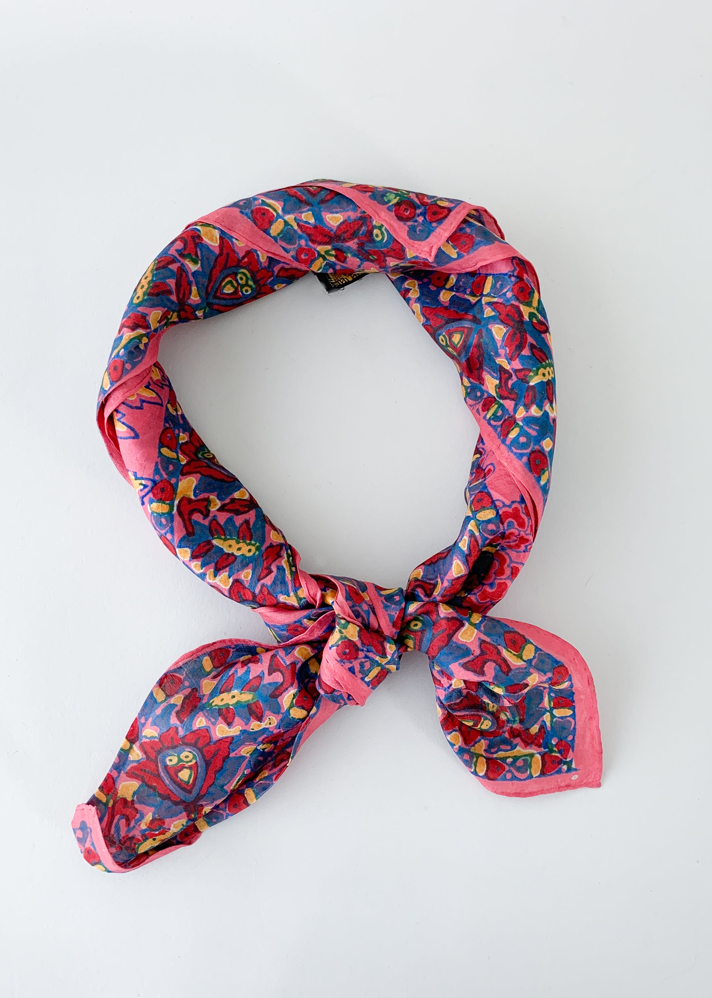 Vintage 1970s Indian Silk Pink Scarf