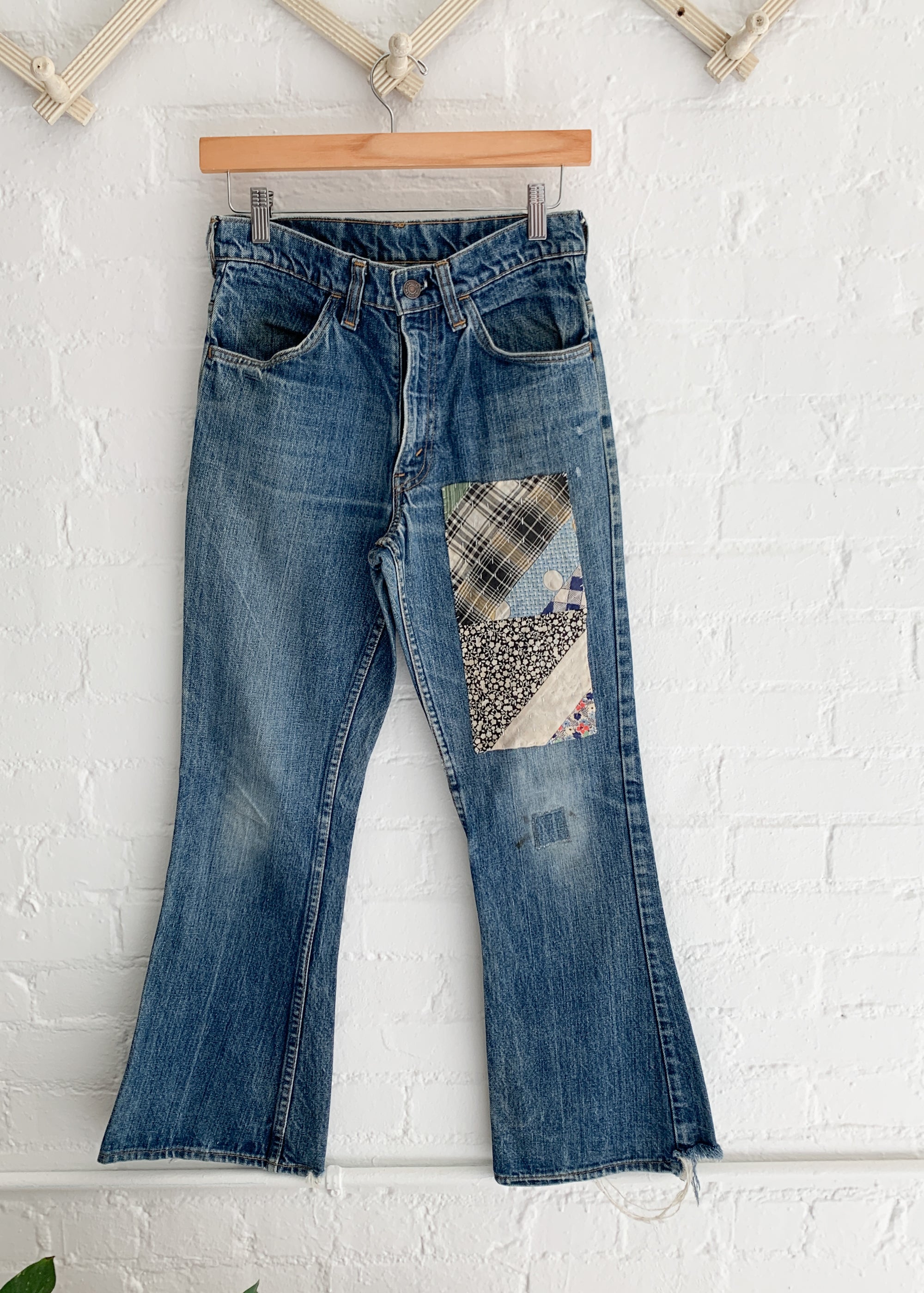 Vintage 1960s Levi's Flare Leg Jeans with Quilt Patching