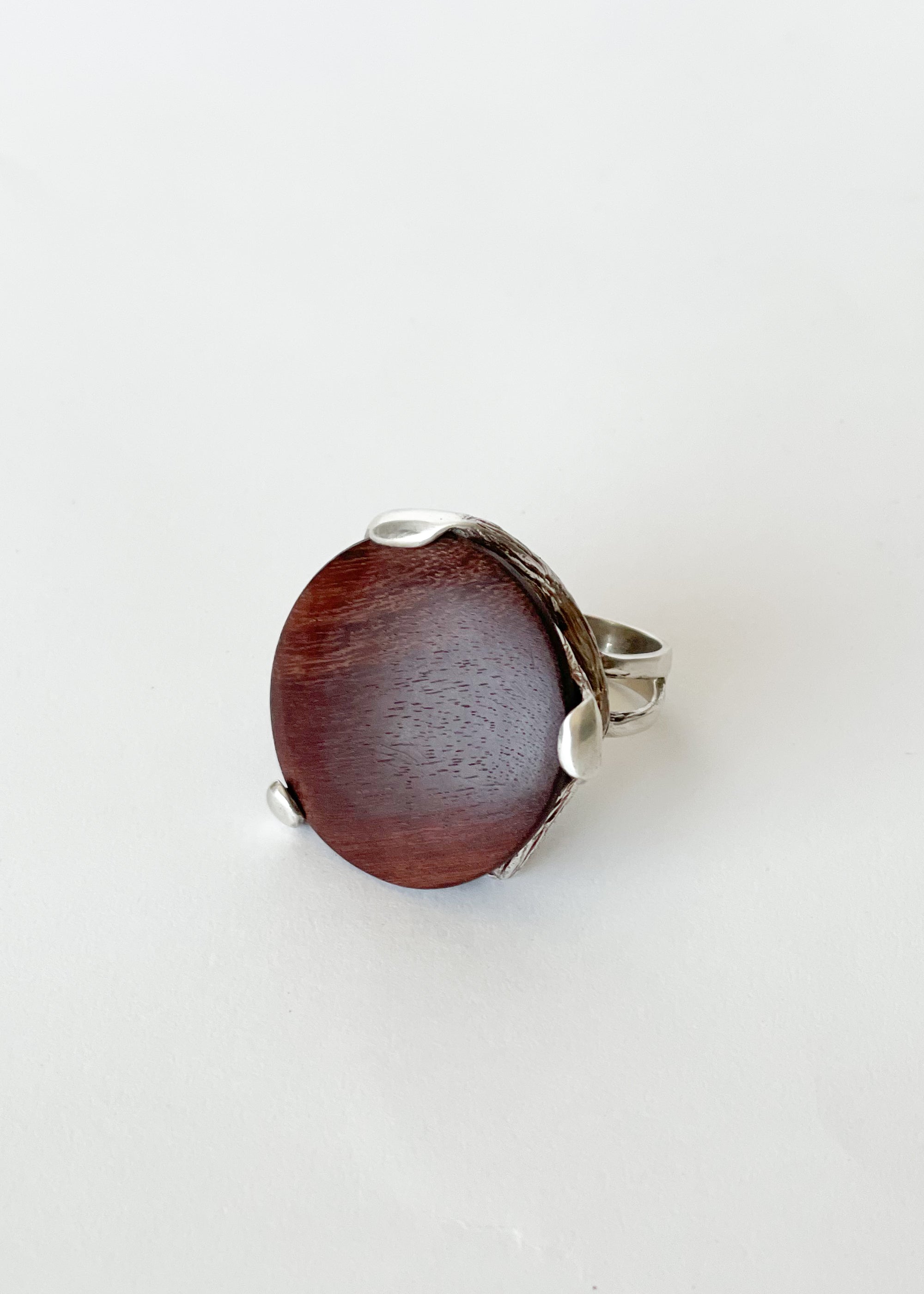Vintage MidCentury Teak and Silver Ring