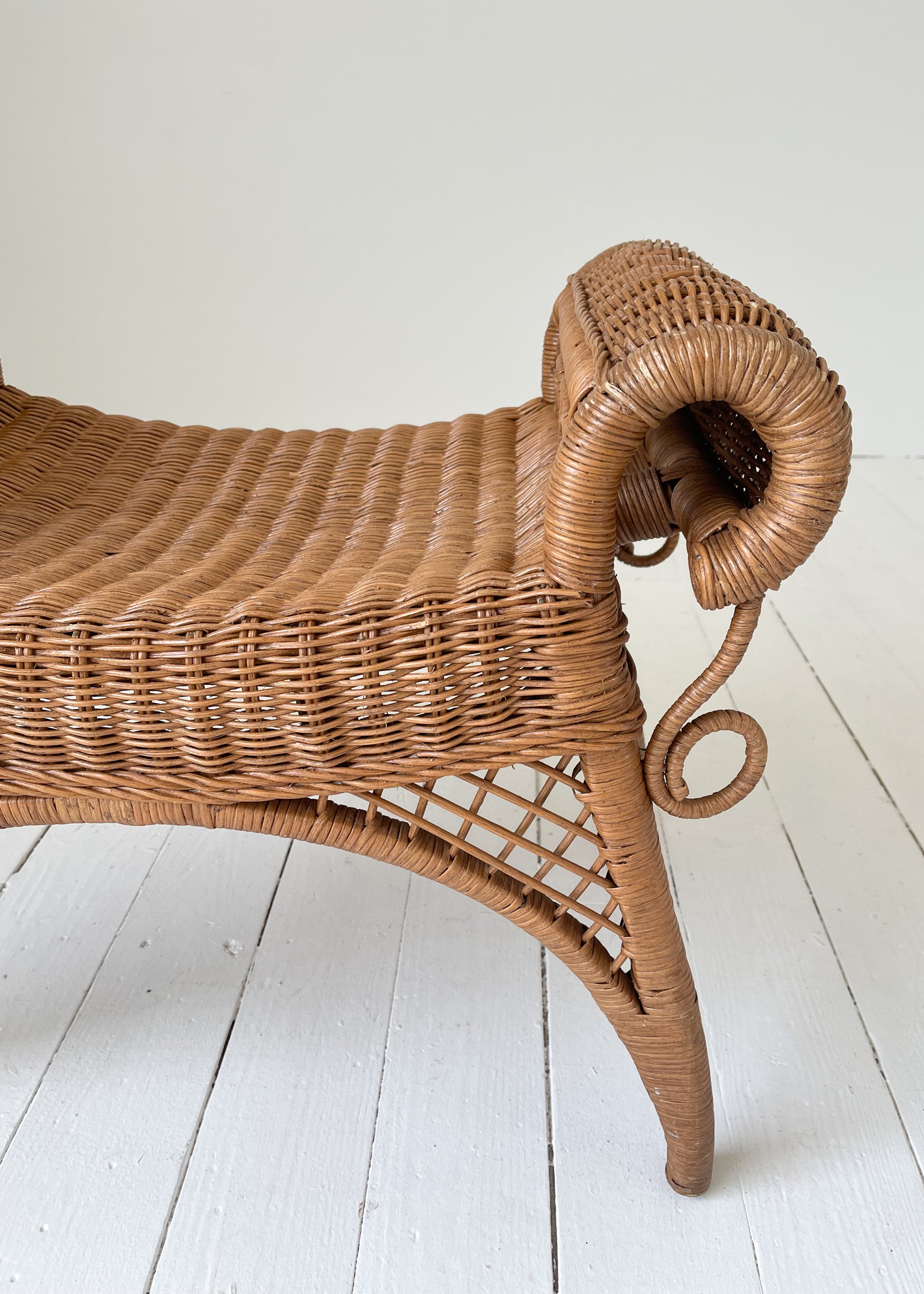 Vintage MCM Wicker Bench
