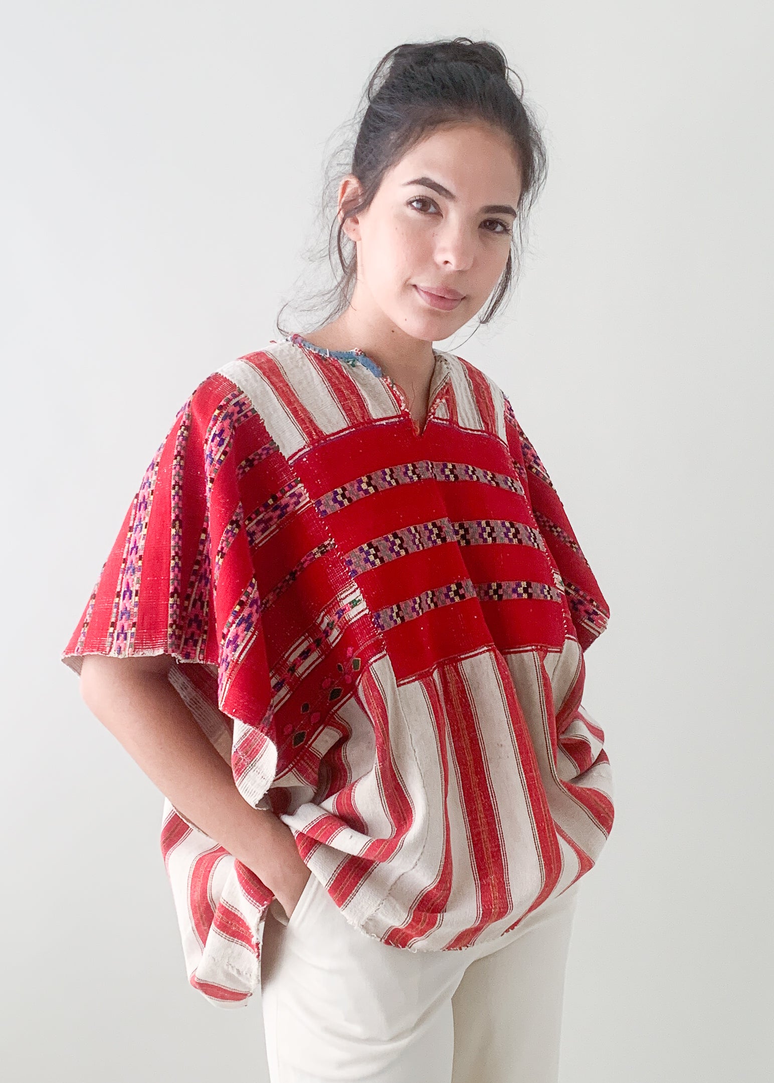 Vintage Red and White Huipil