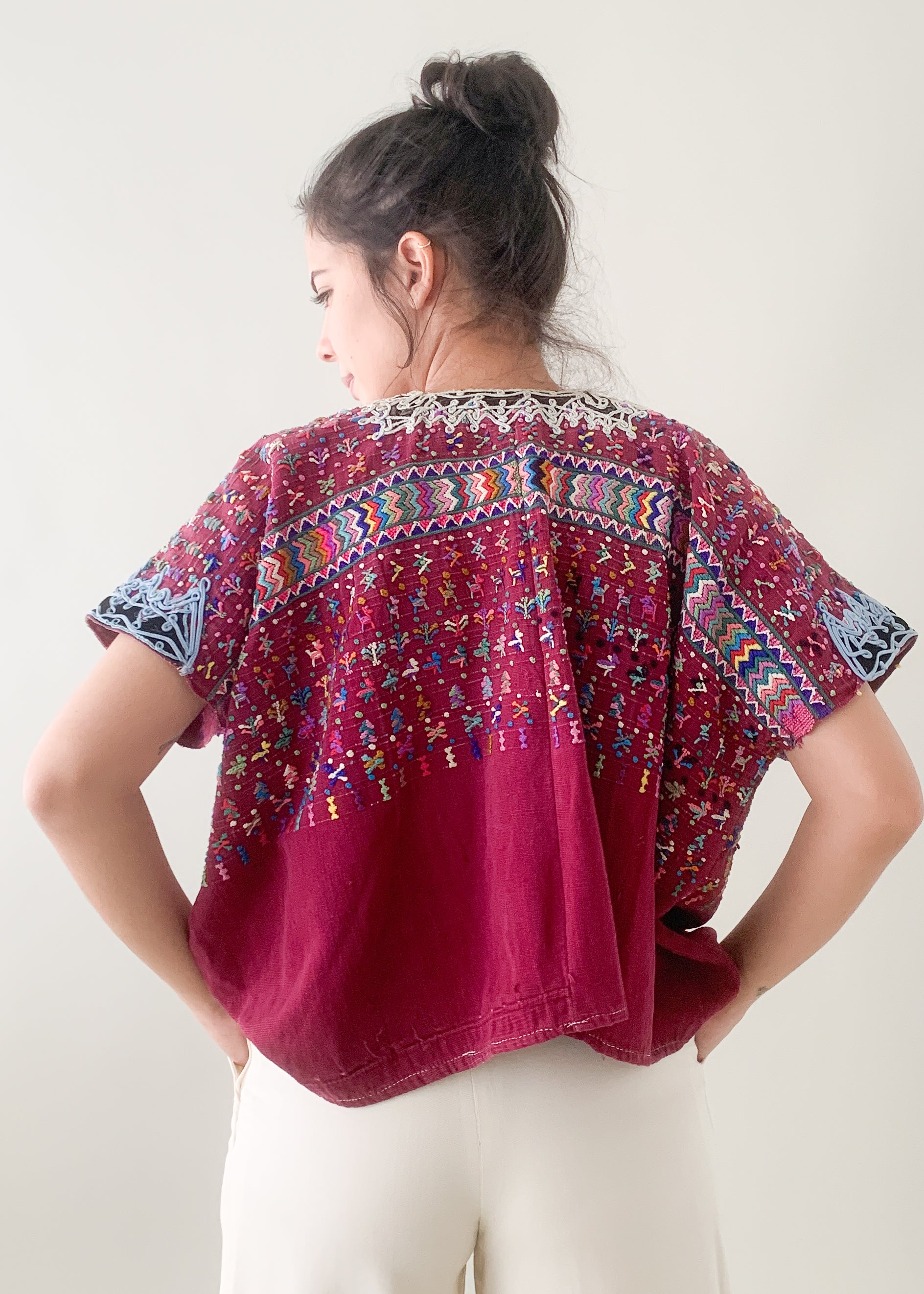 Vintage Maroon Huipil