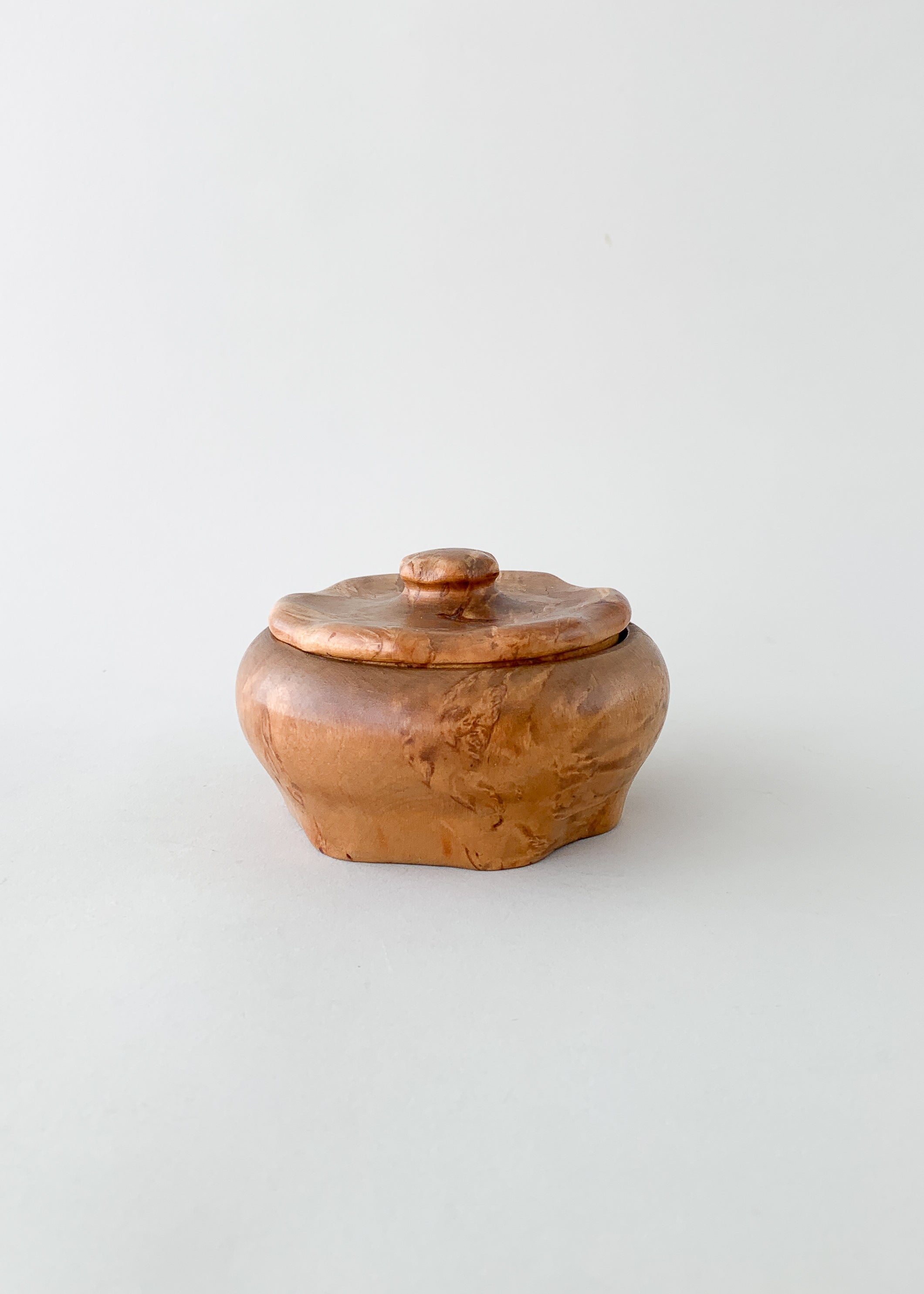 Vintage Swiss Carved Elmwood Lidded Bowl