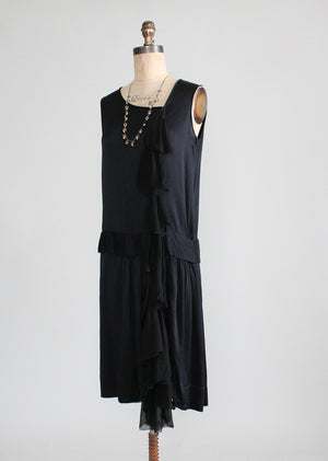 Vintage 1920s Silk Chiffon Waterfall Flapper Dress