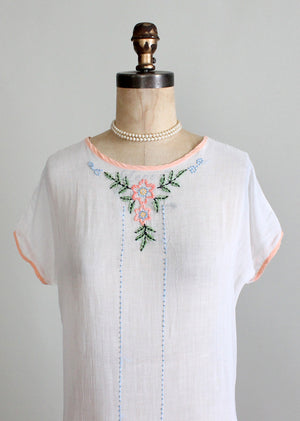 Vintage 1920s Cotton Batiste Summer Dress