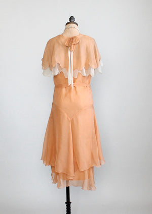 Vintage 1930s peach chiffon party dress